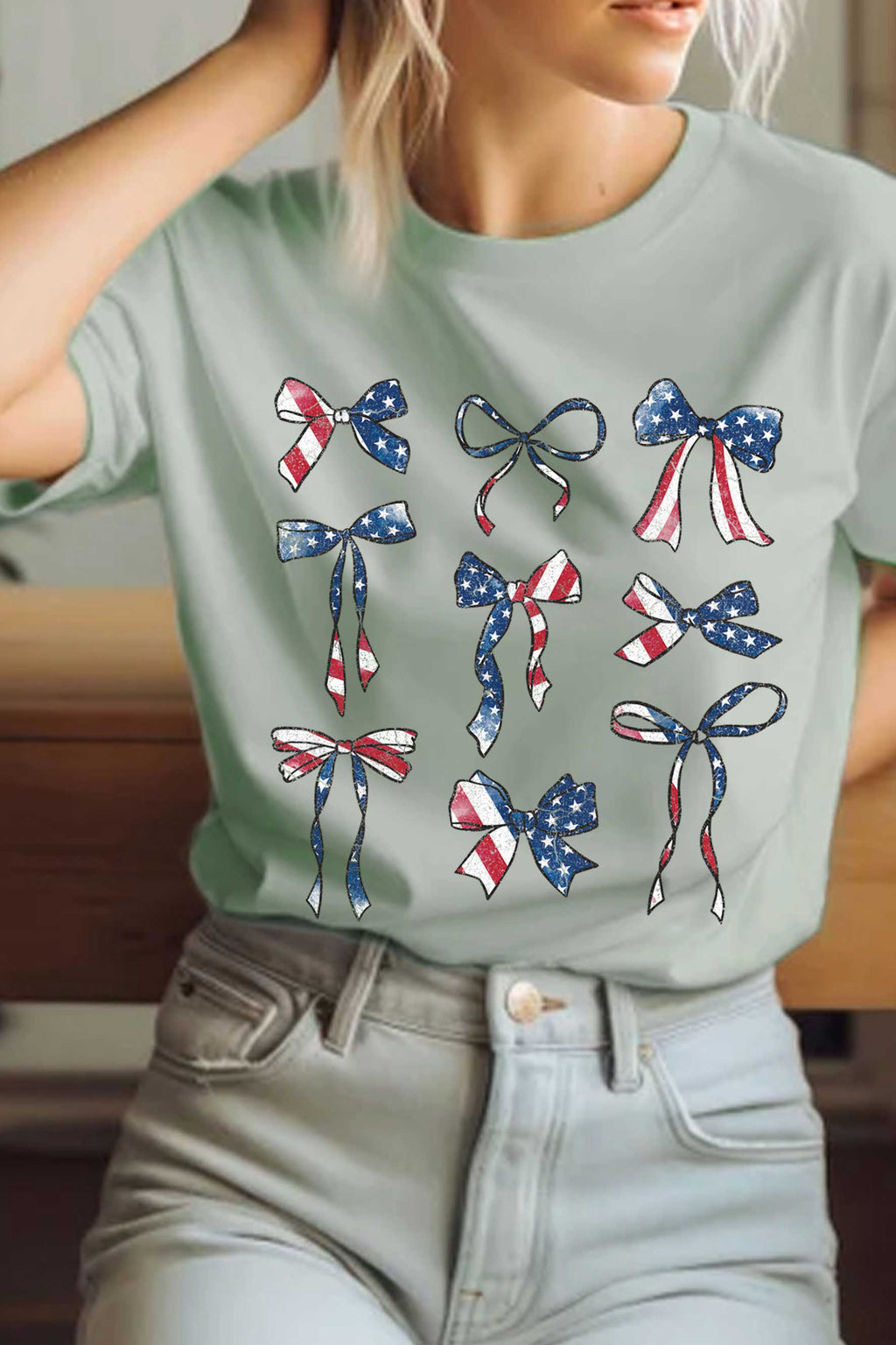 America Flag Coquettes Bow Graphic - Adult & Kids T-Shirts, Sweatshirts & Hoodies apparel design preview 1