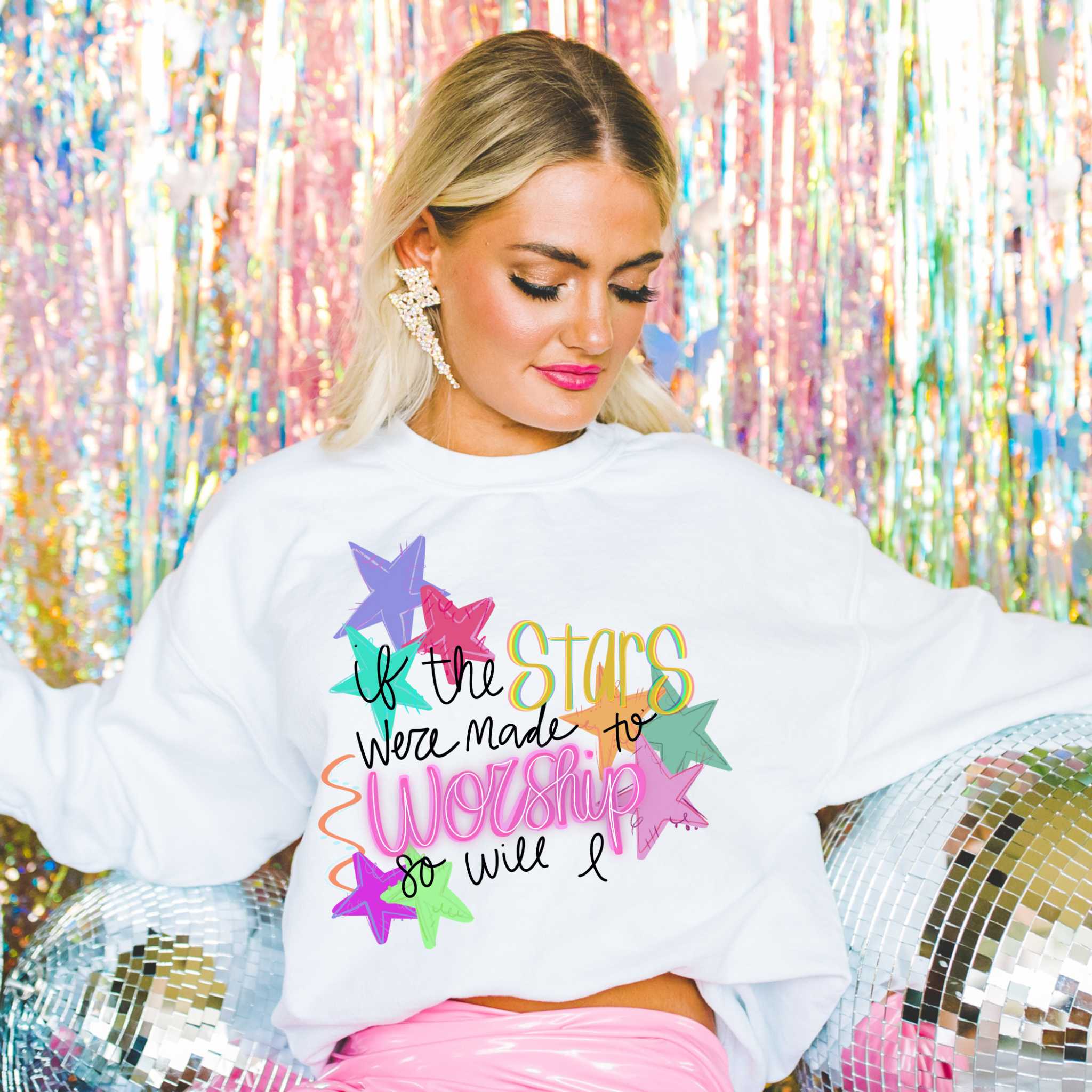 If the Stars Were Made To Worship Graphic Crewneck - Adult & Kids T-Shirts, Sweatshirts & Hoodies apparel design preview 1