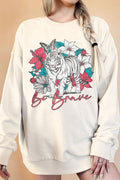 Be Brave Floral Tiger Oversize Graphic Terry - Adult & Kids T-Shirts, Sweatshirts & Hoodies apparel design preview 1