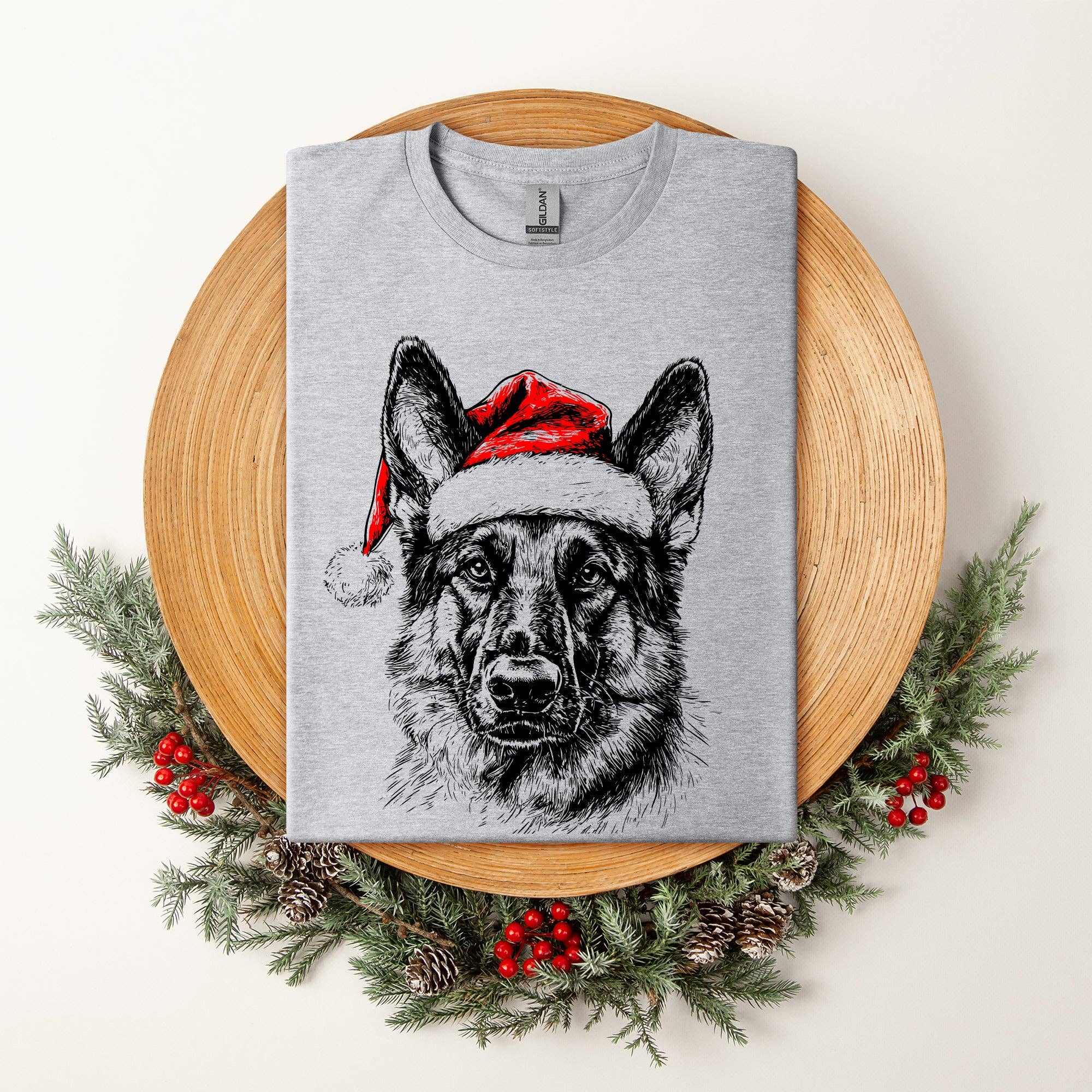 German Shepherd, Santa, Dog, Christmas Lover Pet - Adult & Kids T-Shirts, Sweatshirts & Hoodies apparel design preview 1