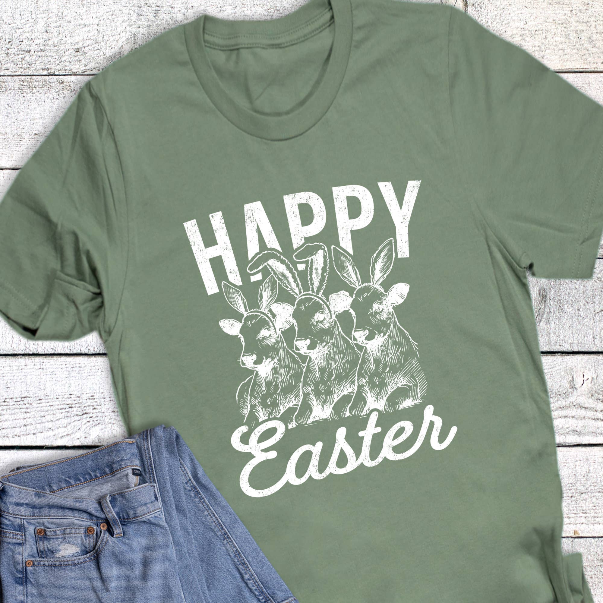 Easter Western Cow Bunnies Graphic - Adult & Kids T-Shirts, Sweatshirts & Hoodies apparel design preview 1