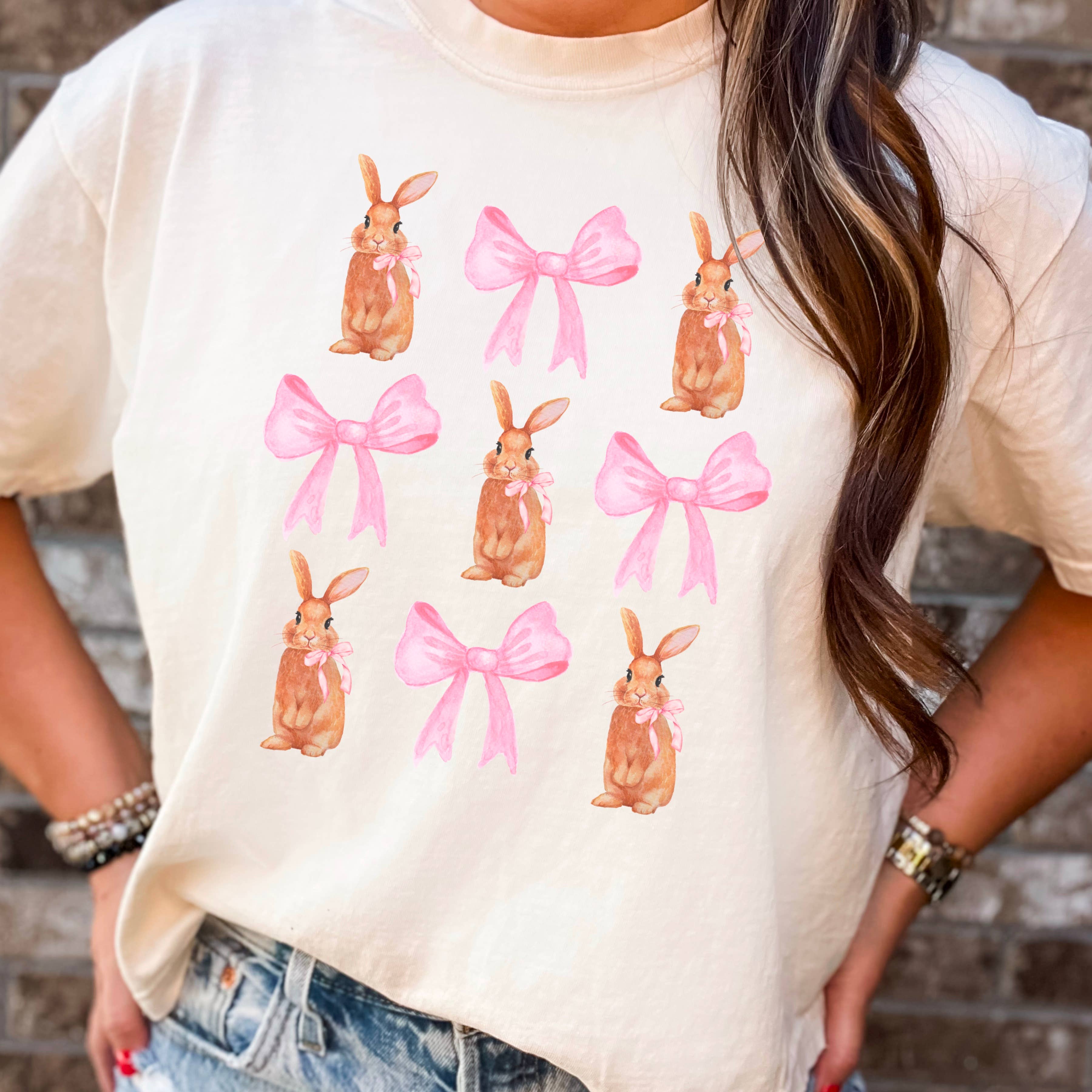 Coquette Easter Bunny Graphic Comfort Colors - Adult & Kids T-Shirts, Sweatshirts & Hoodies apparel design preview 1