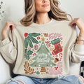 Merry Christmas, Green Floral, Flowers, Xmas - Adult & Kids T-Shirts, Sweatshirts & Hoodies apparel design preview 1