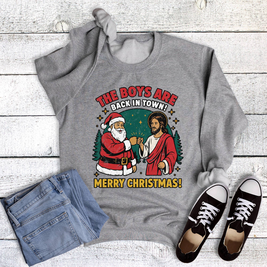Funny Christmas the Boys Are Back in Town - Adult & Kids T-Shirts, Sweatshirts & Hoodies apparel design preview 1