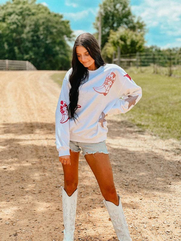 Western Boots and Stars Glitter Vinyl - Adult & Kids T-Shirts, Sweatshirts & Hoodies apparel design preview 1