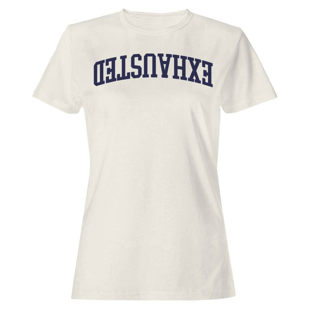 Exhausted Arched College Font Women's - Adult & Kids T-Shirts, Sweatshirts & Hoodies apparel design preview 1