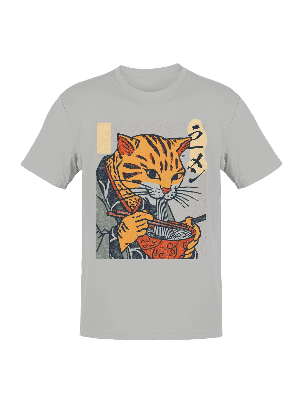 Ramen-Loving Cat in Ukiyo-E Style Men's - Adult & Kids T-Shirts, Sweatshirts & Hoodies apparel design preview 1