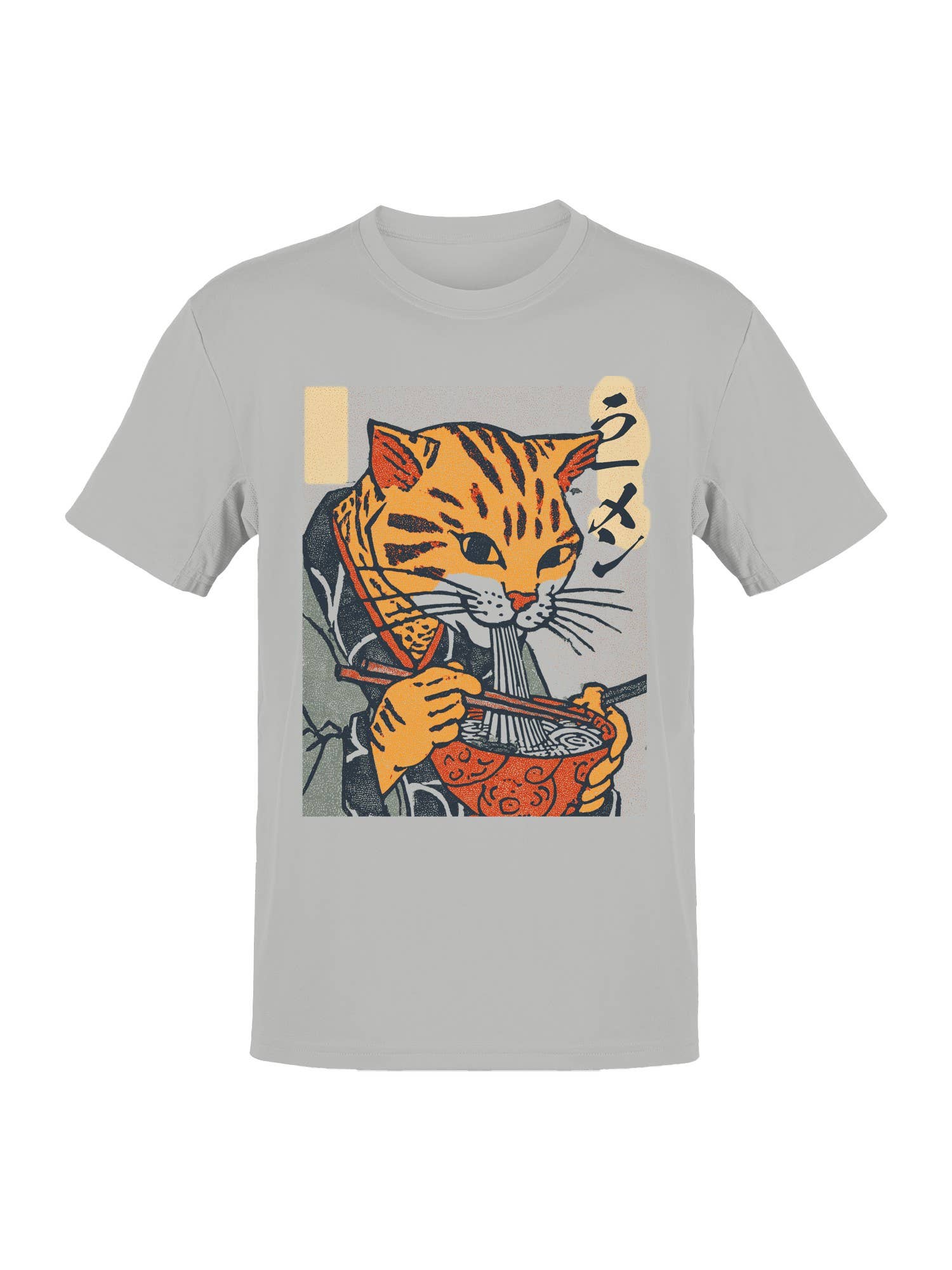 Ramen-Loving Cat in Ukiyo-E Style Men's - Adult & Kids T-Shirts, Sweatshirts & Hoodies apparel design preview 1