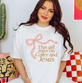 This Girl Runs On Coffee and Jesus Religious Bow - Adult & Kids T-Shirts, Sweatshirts & Hoodies apparel design preview 1