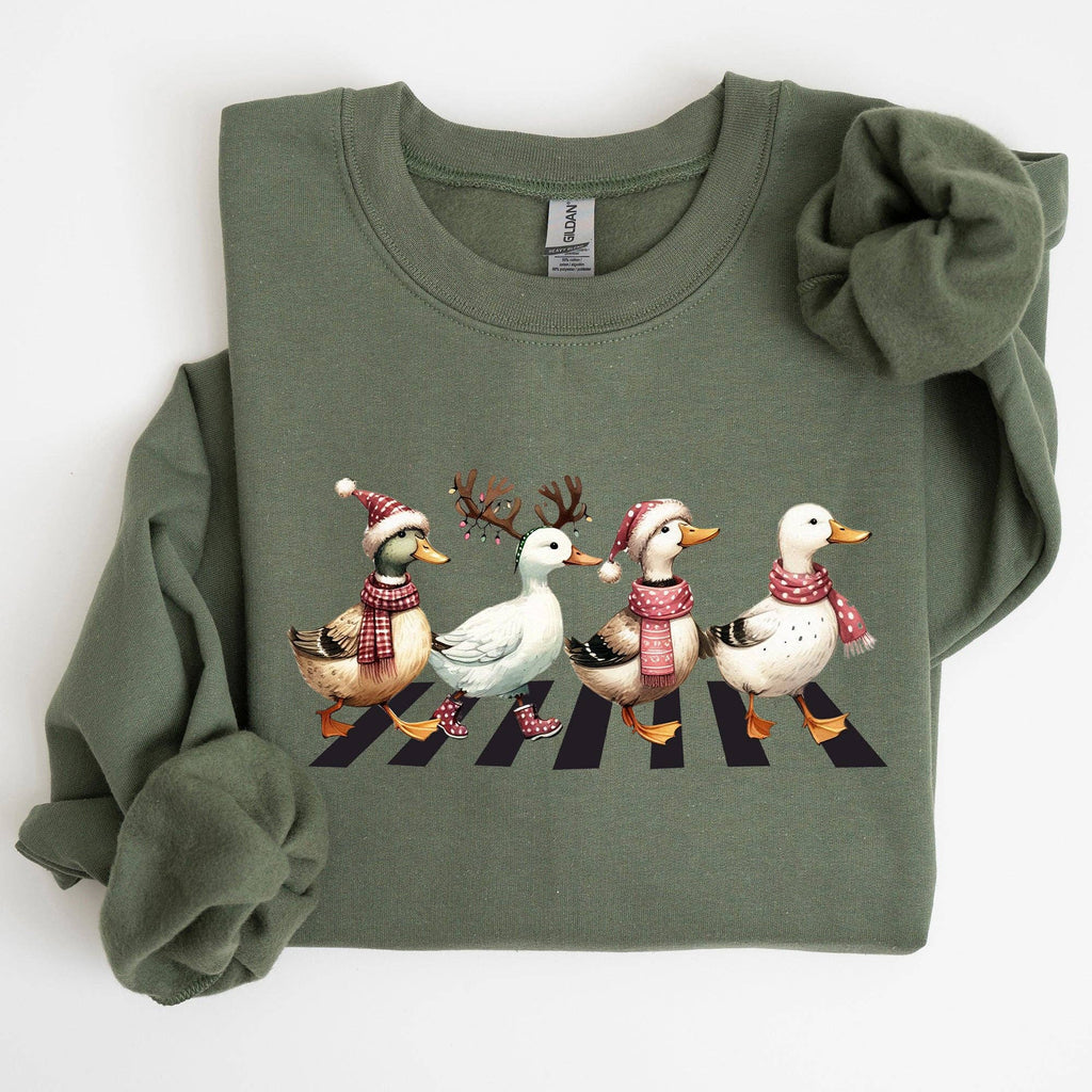 Christmas Ducks, Farm Animals, Crossing Road - Adult & Kids T-Shirts, Sweatshirts & Hoodies apparel design preview 1