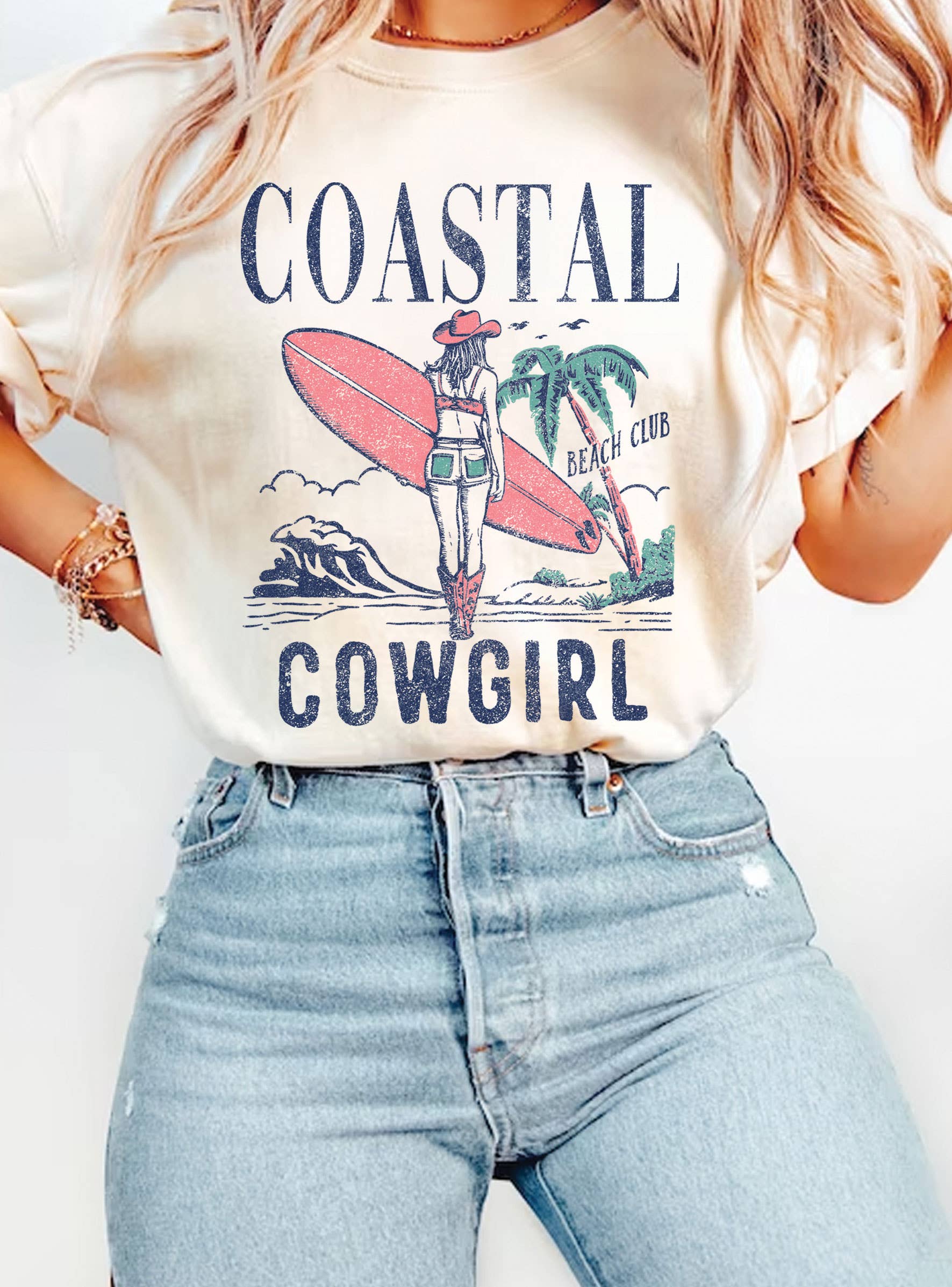 Coastal Cowgirl Beach Club Graphic - Adult & Kids T-Shirts, Sweatshirts & Hoodies apparel design preview 1