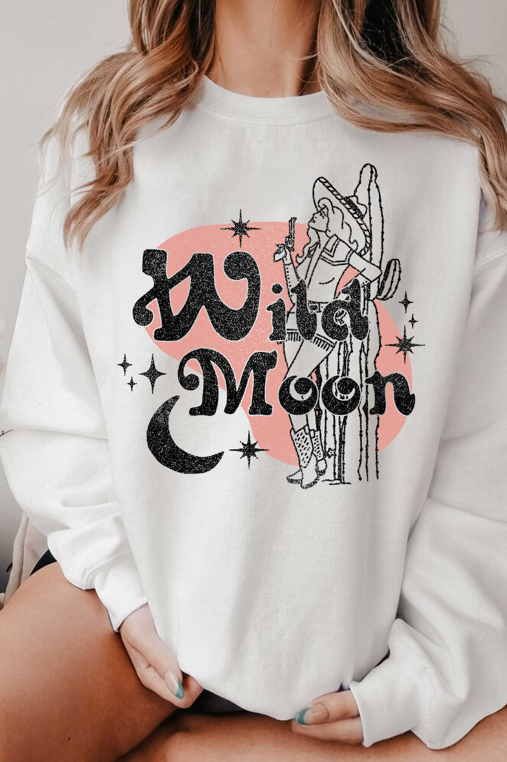 Wild Moon Cowgirl Graphic Brushed - Adult & Kids T-Shirts, Sweatshirts & Hoodies apparel design preview 1