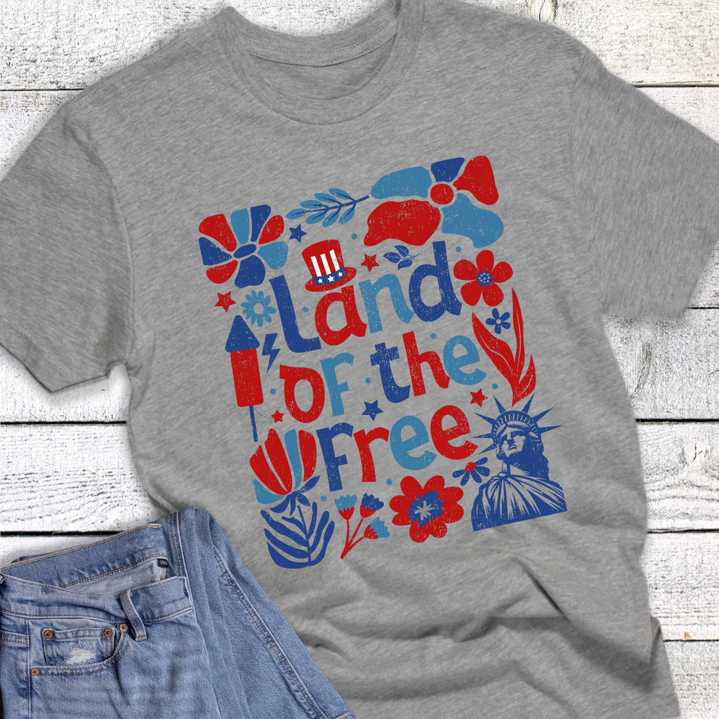 Patriotic Boho Land of the Free Statue Graphic - Adult & Kids T-Shirts, Sweatshirts & Hoodies apparel design preview 1