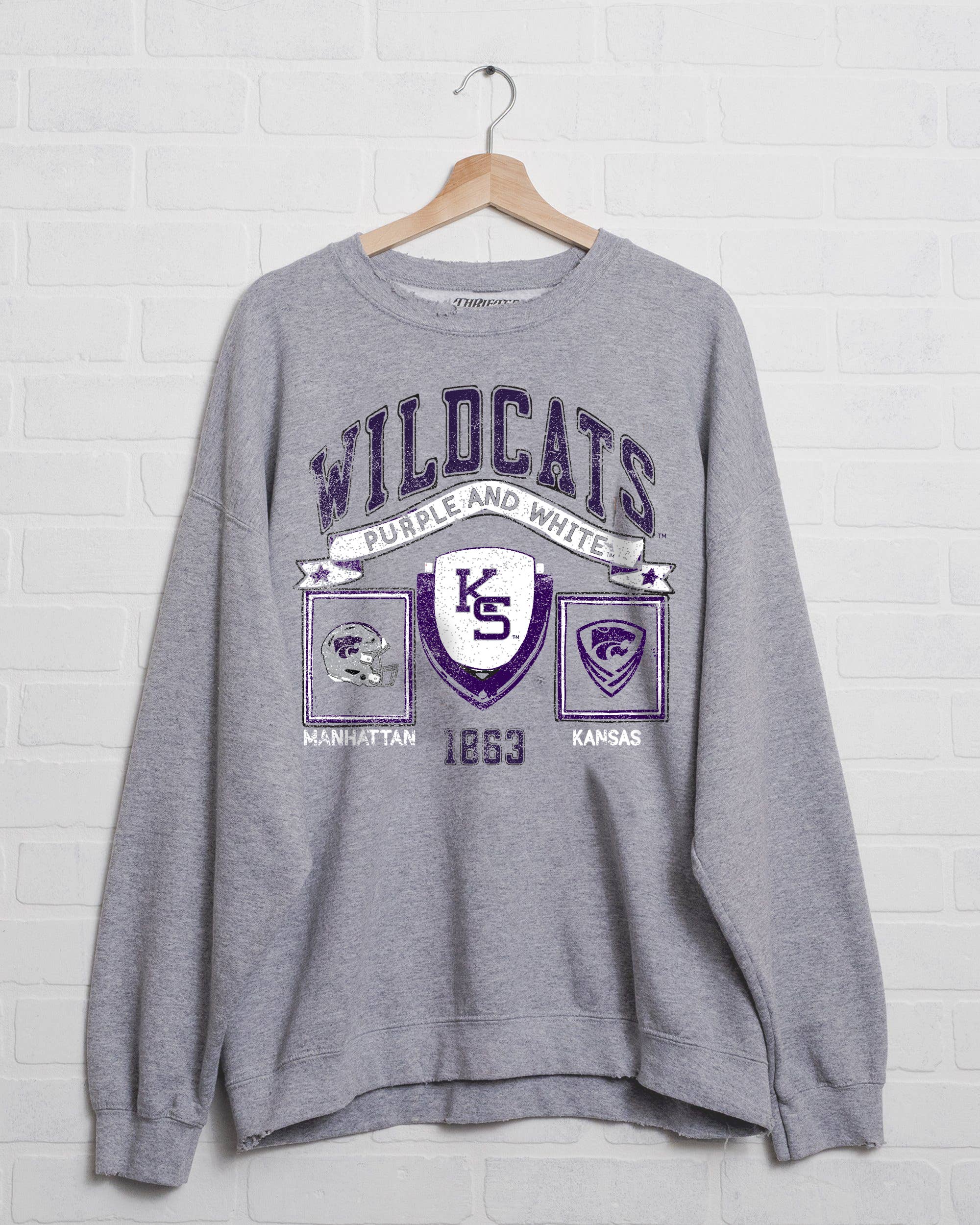 Kansas State Wildcats Prep Patch Gray Thrifted - Adult & Kids T-Shirts, Sweatshirts & Hoodies apparel design preview 1