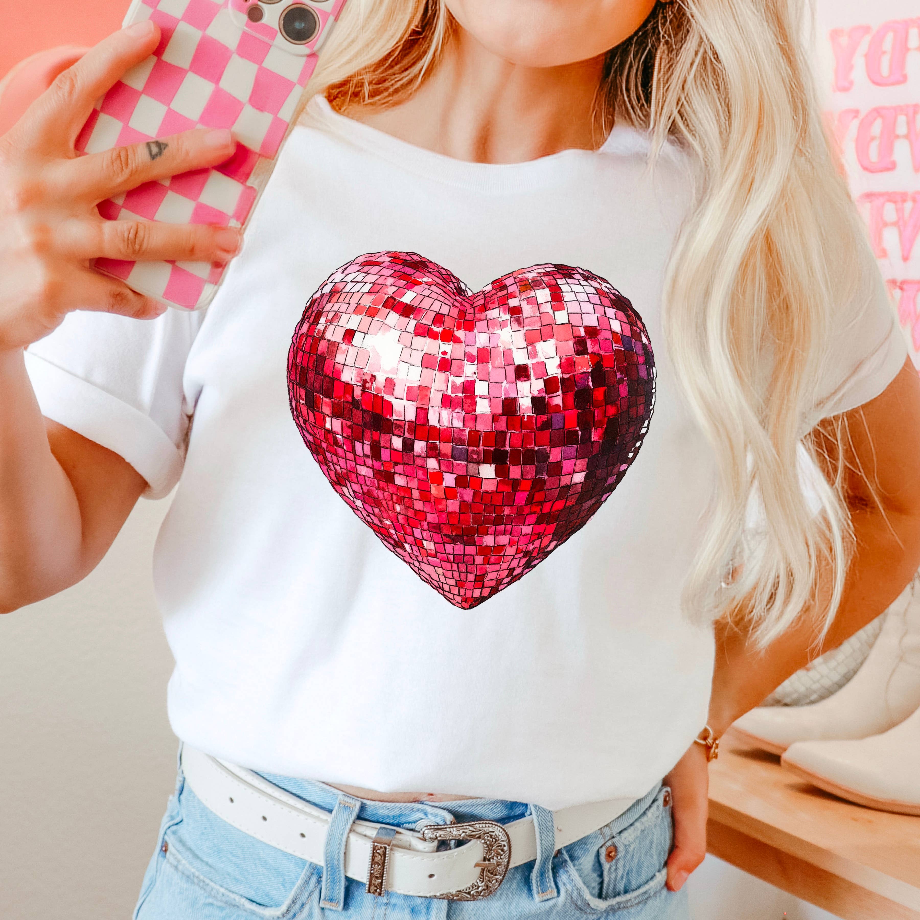 Valentine Disco Heart Graphic Comfort Colors - Adult & Kids T-Shirts, Sweatshirts & Hoodies apparel design preview 1