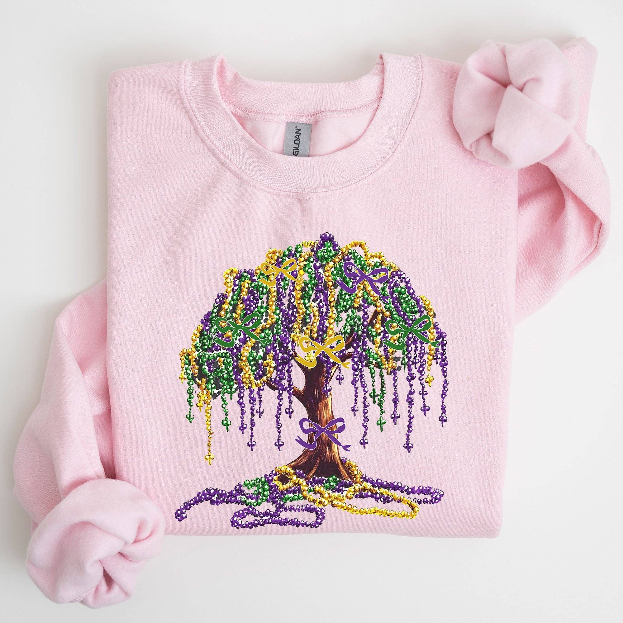 Mardi Gras, Bead Tree, Coquette Fleur De Lis - Adult & Kids T-Shirts, Sweatshirts & Hoodies apparel design preview 1