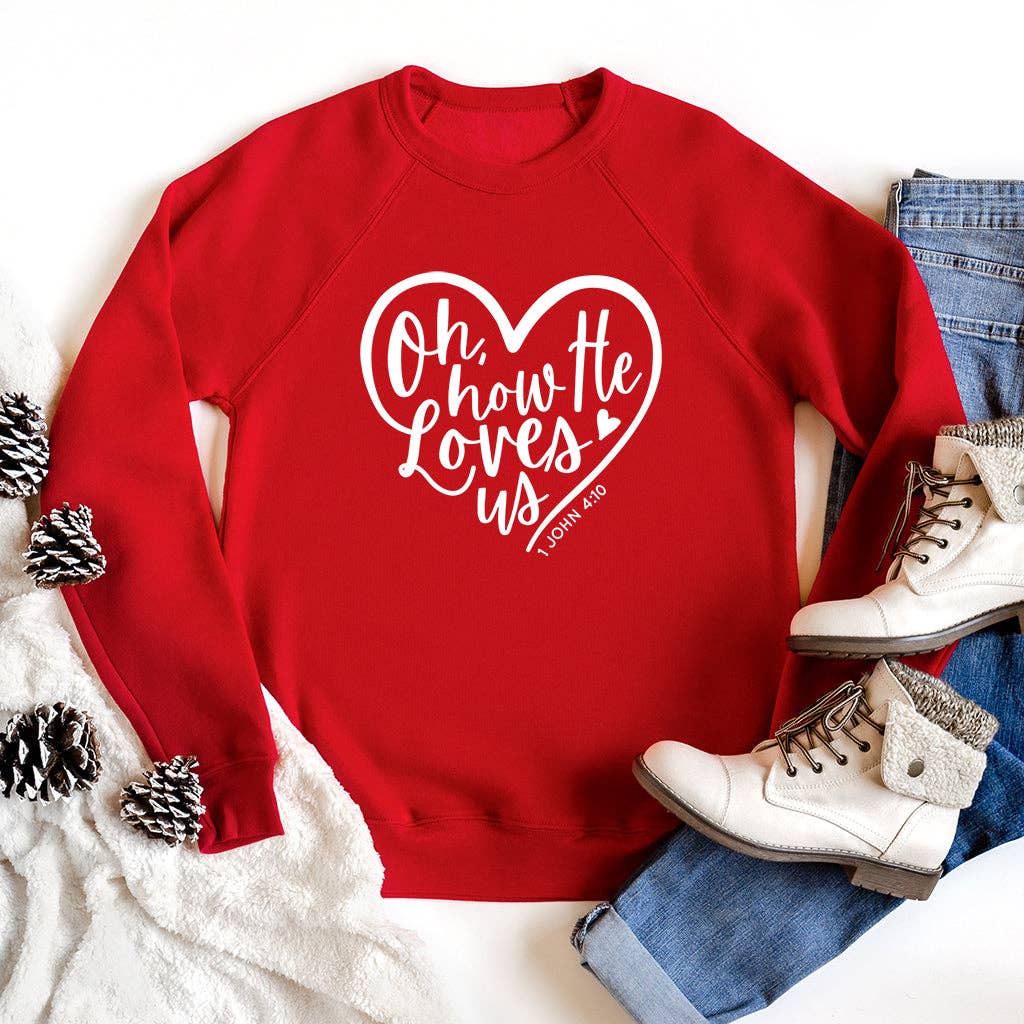 Oh How He Loves Us Premium Fleece - Adult & Kids T-Shirts, Sweatshirts & Hoodies apparel design preview 1