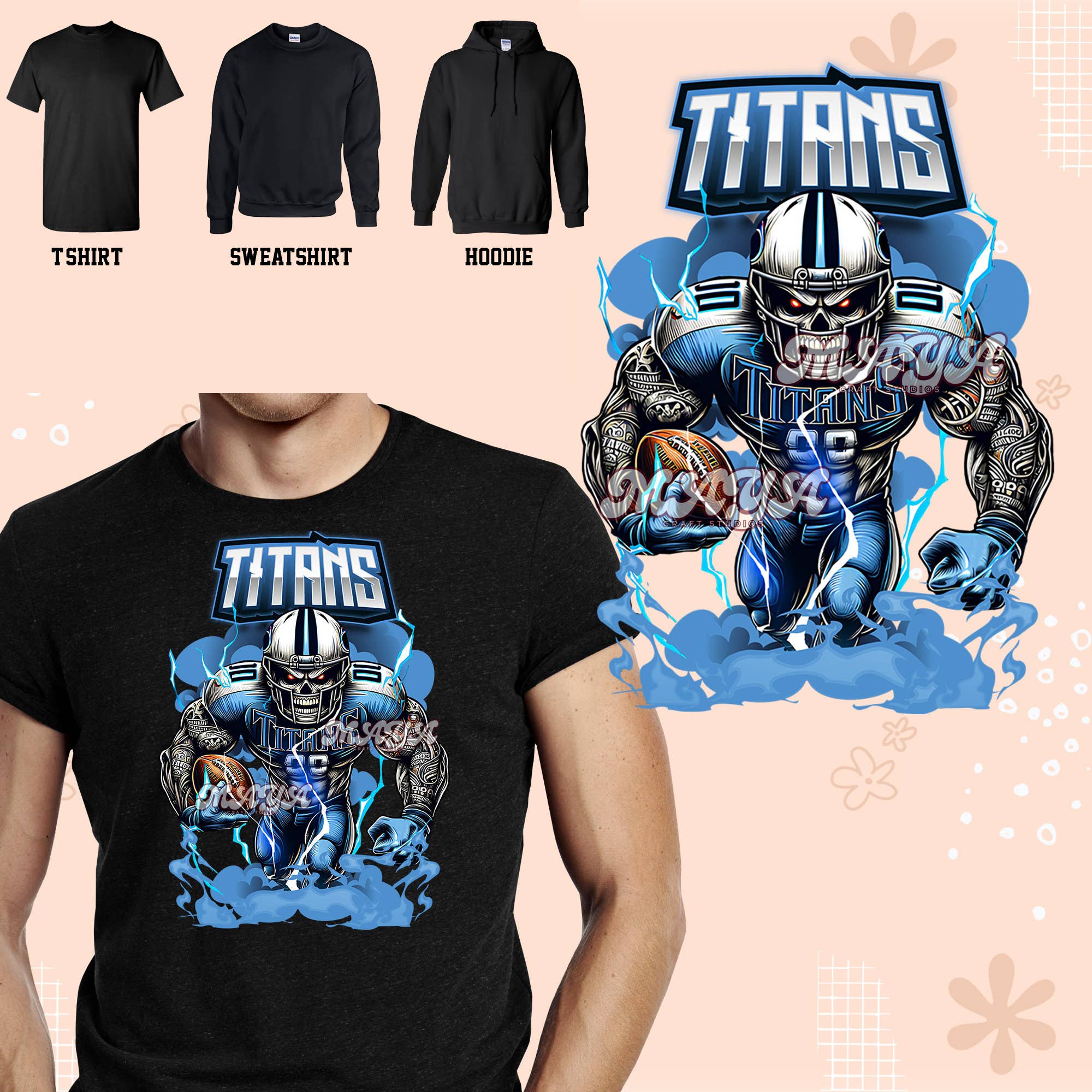Game Day Tennessee Titans Mascot Mom Gift - Adult & Kids T-Shirts, Sweatshirts & Hoodies apparel design preview 1