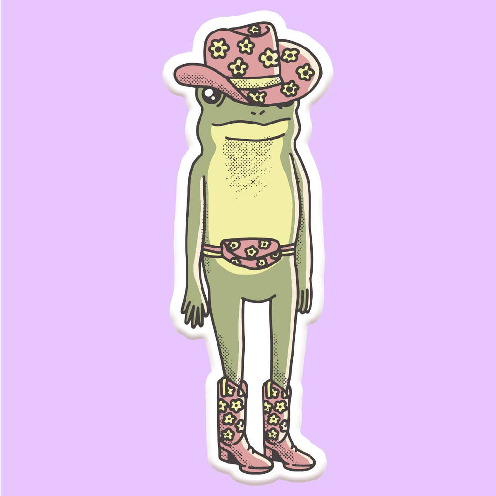 Cowgirl Frog Funny Sticker Decal - Adult & Kids T-Shirts, Sweatshirts & Hoodies apparel design preview 1