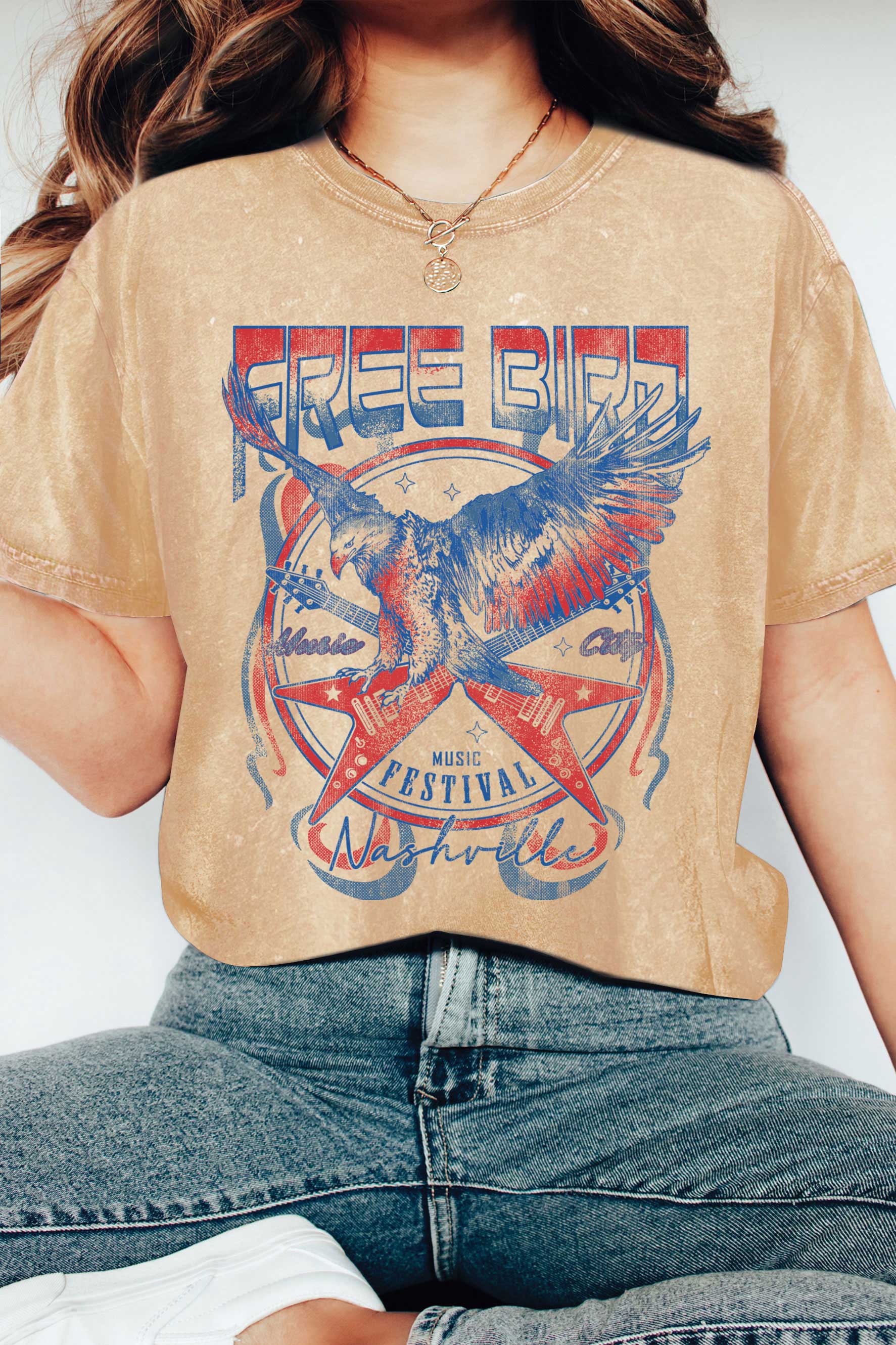 Free Bird Music Festival Graphic Mineral Washed - Adult & Kids T-Shirts, Sweatshirts & Hoodies apparel design preview 1
