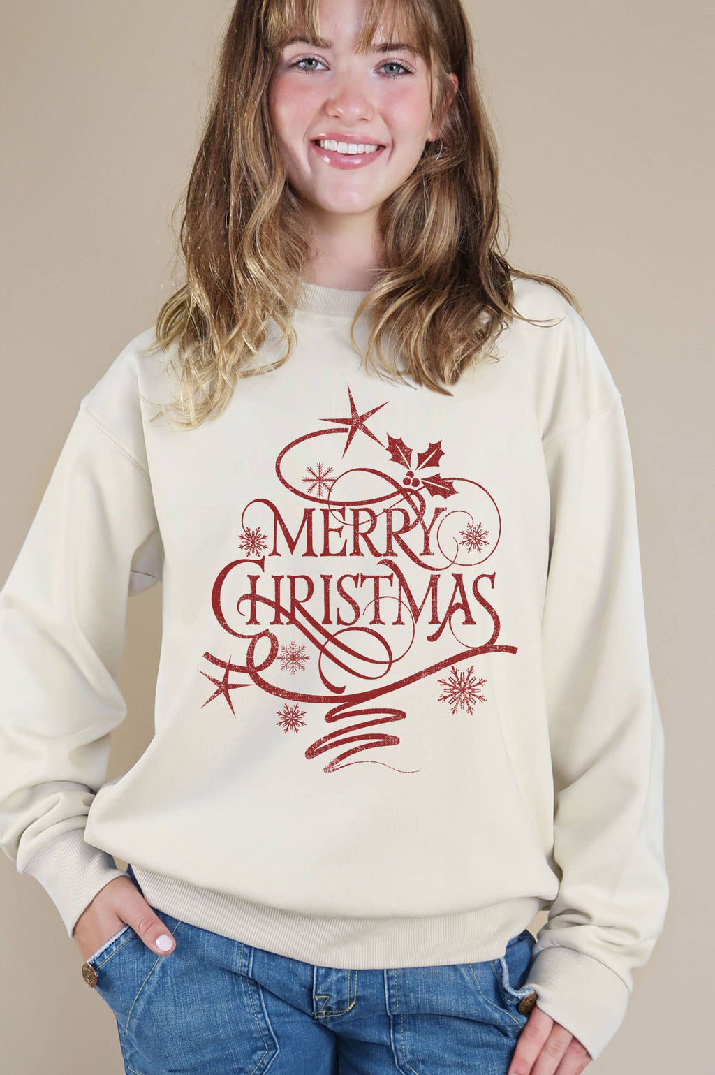 Merry Christmas Graphic Brushed - Adult & Kids T-Shirts, Sweatshirts & Hoodies apparel design preview 1
