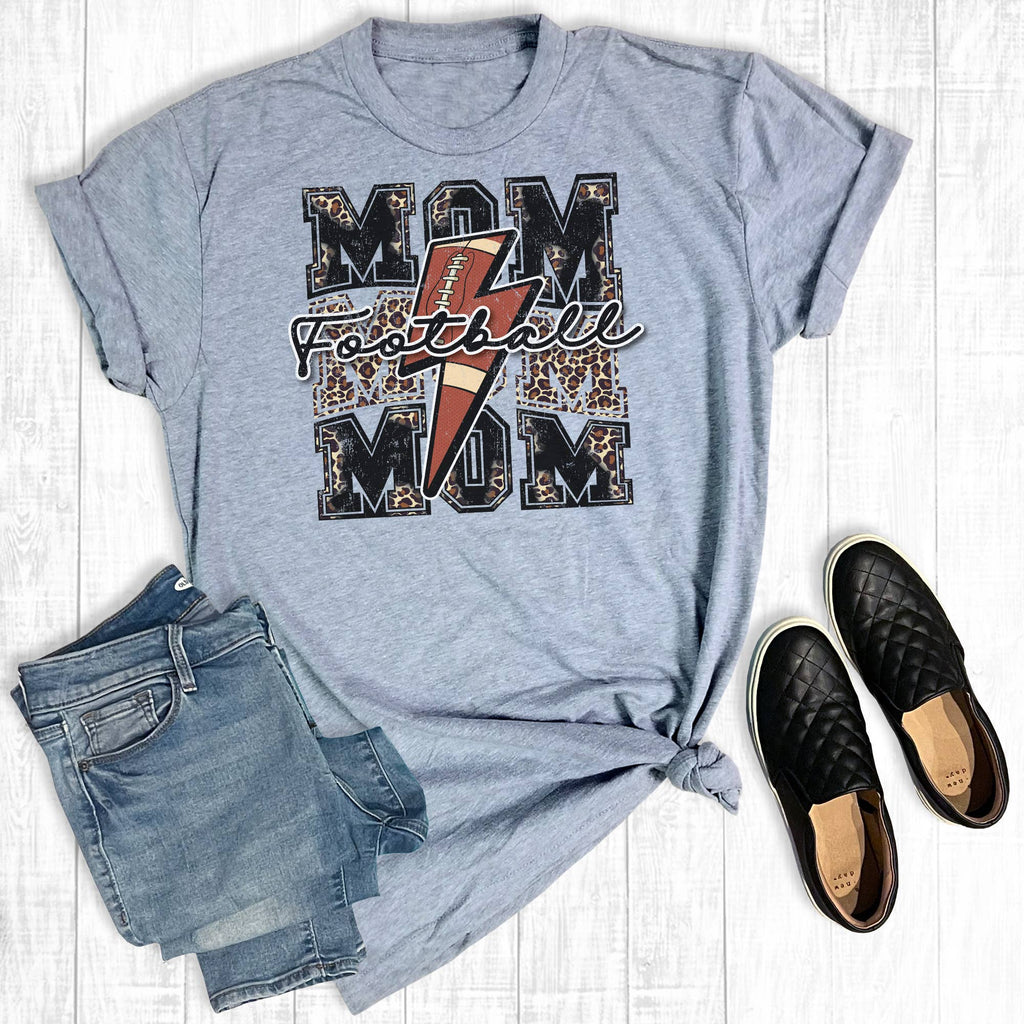 Leopard Football Mom Lightning Bolt - Adult & Kids T-Shirts, Sweatshirts & Hoodies apparel design preview 1