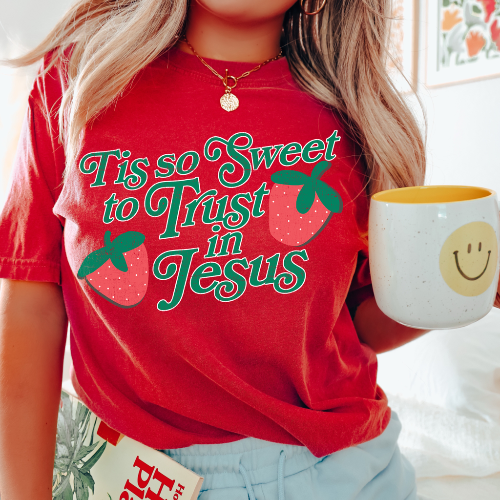 Tis So Sweet To Trust in Jesus Retro Religious - Adult & Kids T-Shirts, Sweatshirts & Hoodies apparel design preview 1