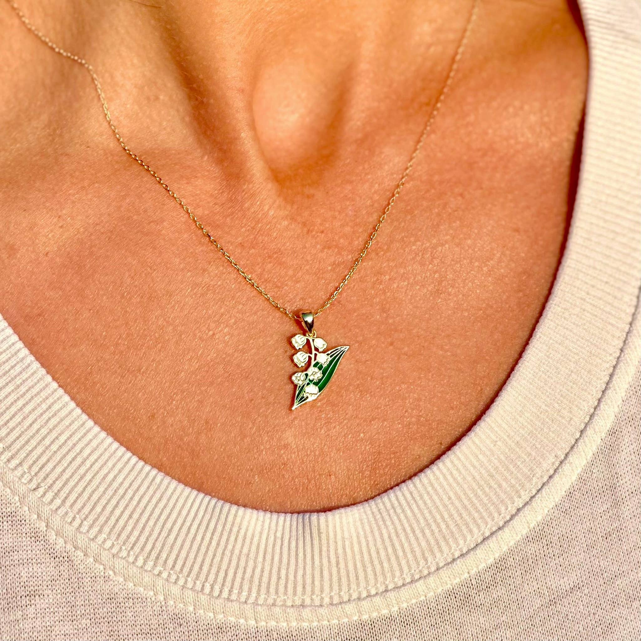 Lily of the Valley Necklace May Birth Month Mothers - Adult & Kids T-Shirts, Sweatshirts & Hoodies apparel design preview 1