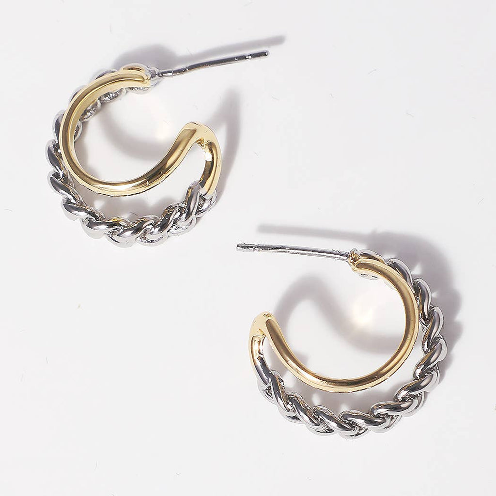 Two-Tone Double Line Hoop 14k Plated Post Earrings - Adult & Kids T-Shirts, Sweatshirts & Hoodies apparel design preview 1