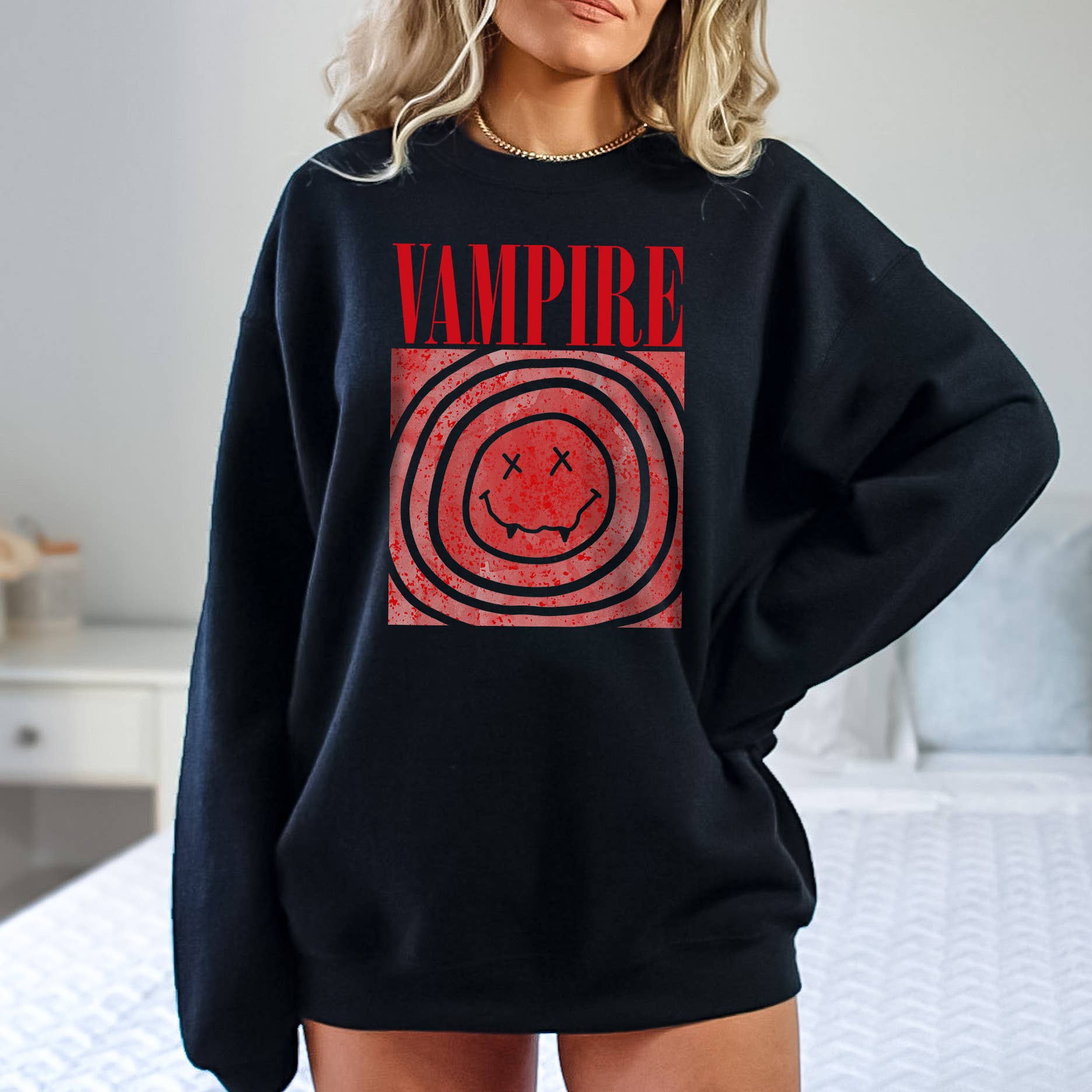 Vampire Crewneck Halloween Unisex Sizes S-2XL - Adult & Kids T-Shirts, Sweatshirts & Hoodies apparel design preview 1
