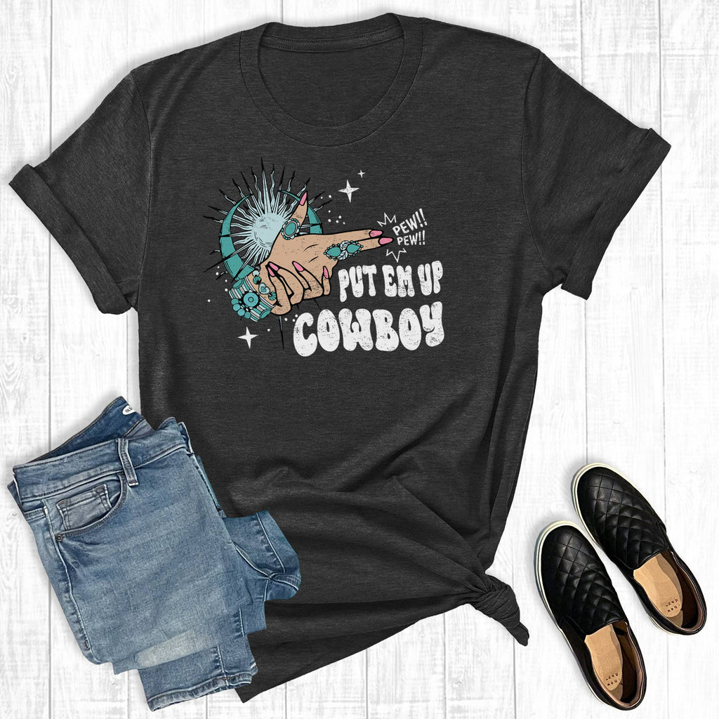 Western Turquoise Put 'em Up Cowboy Graphic - Adult & Kids T-Shirts, Sweatshirts & Hoodies apparel design preview 1