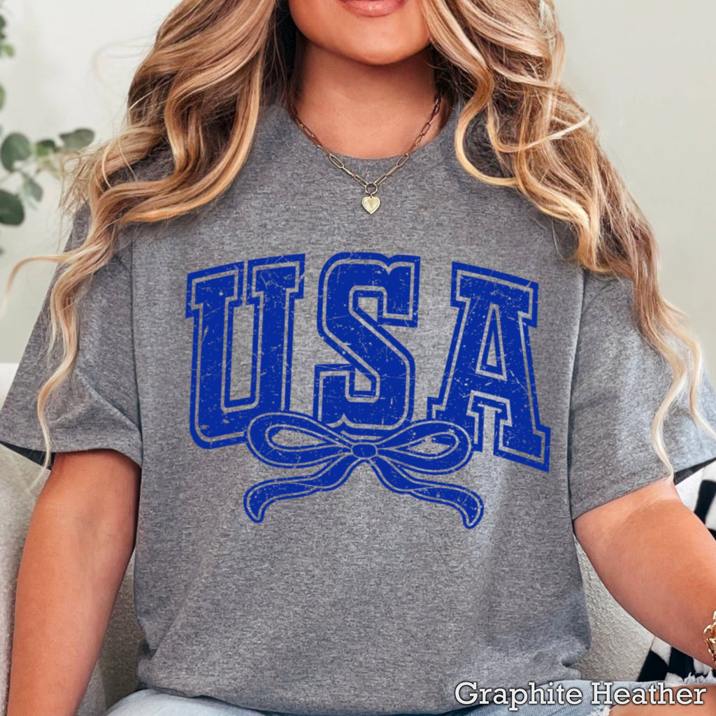 USA Coquette Bow July 4th Graphic Gildan - Adult & Kids T-Shirts, Sweatshirts & Hoodies apparel design preview 1