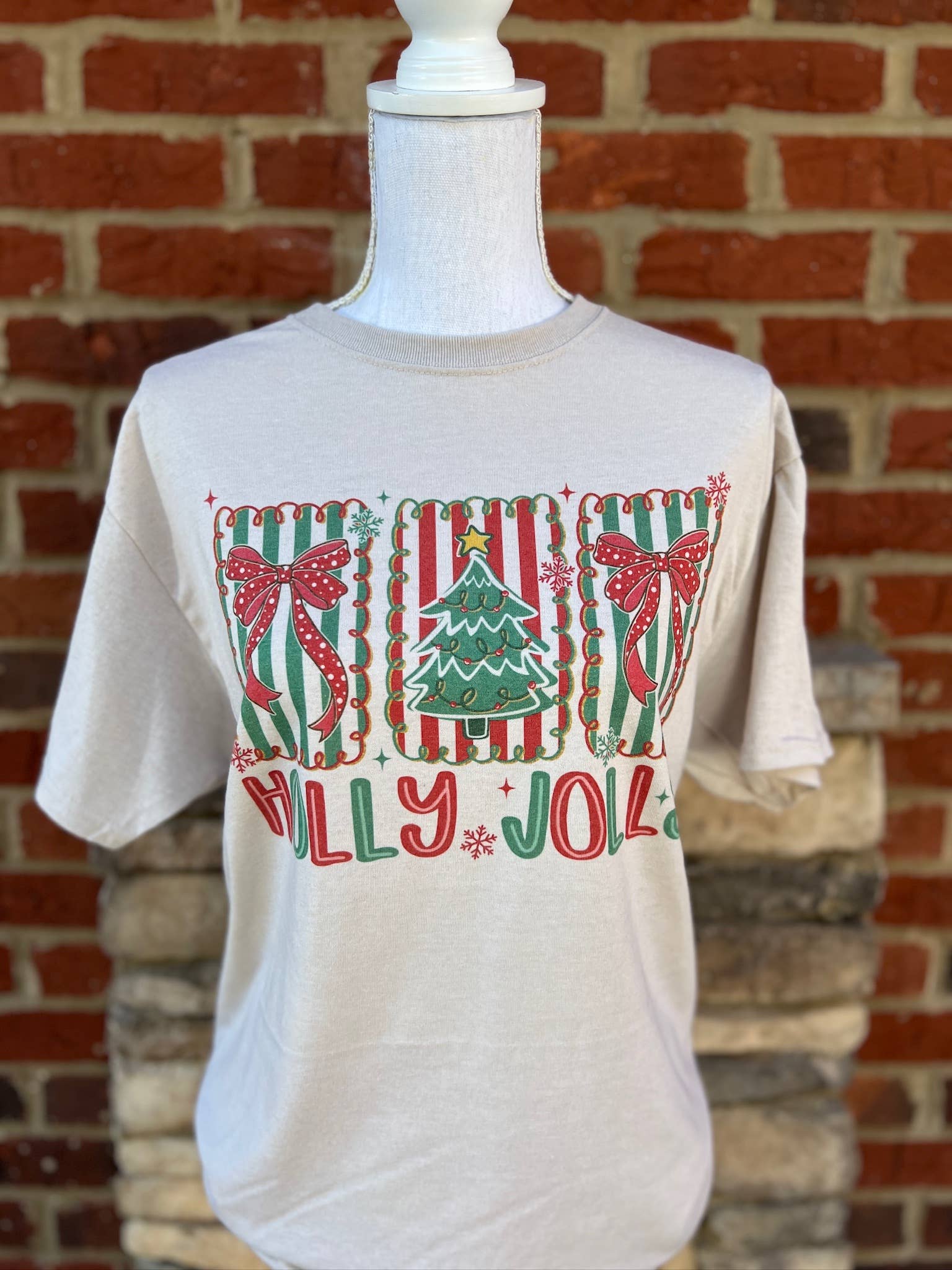 Holly Jolly with Stripes On Sand - Adult & Kids T-Shirts, Sweatshirts & Hoodies apparel design preview 1