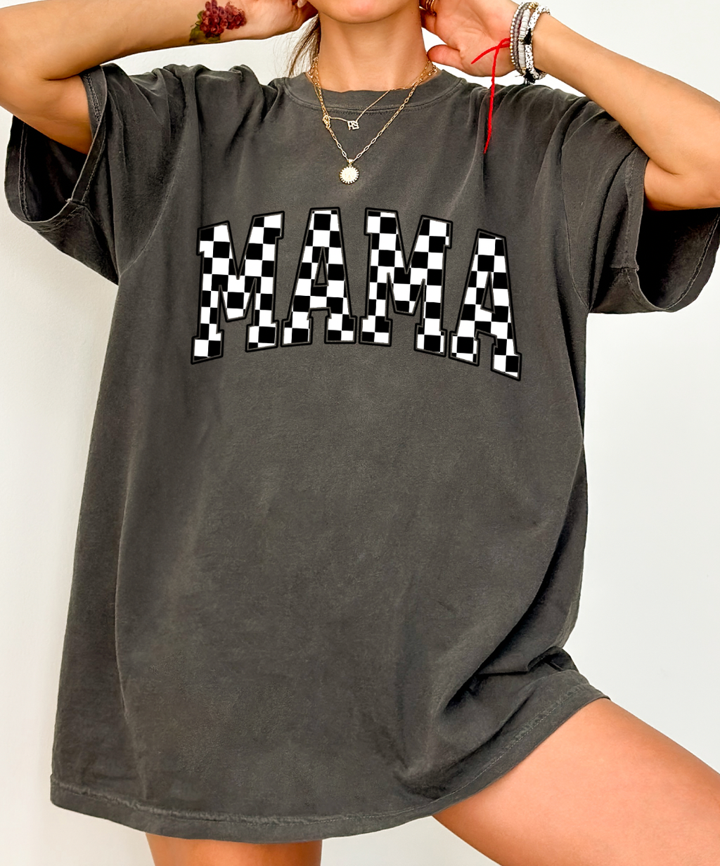 Checkered Black and White Mama Comfort Color Pepper - Adult & Kids T-Shirts, Sweatshirts & Hoodies apparel design preview 1