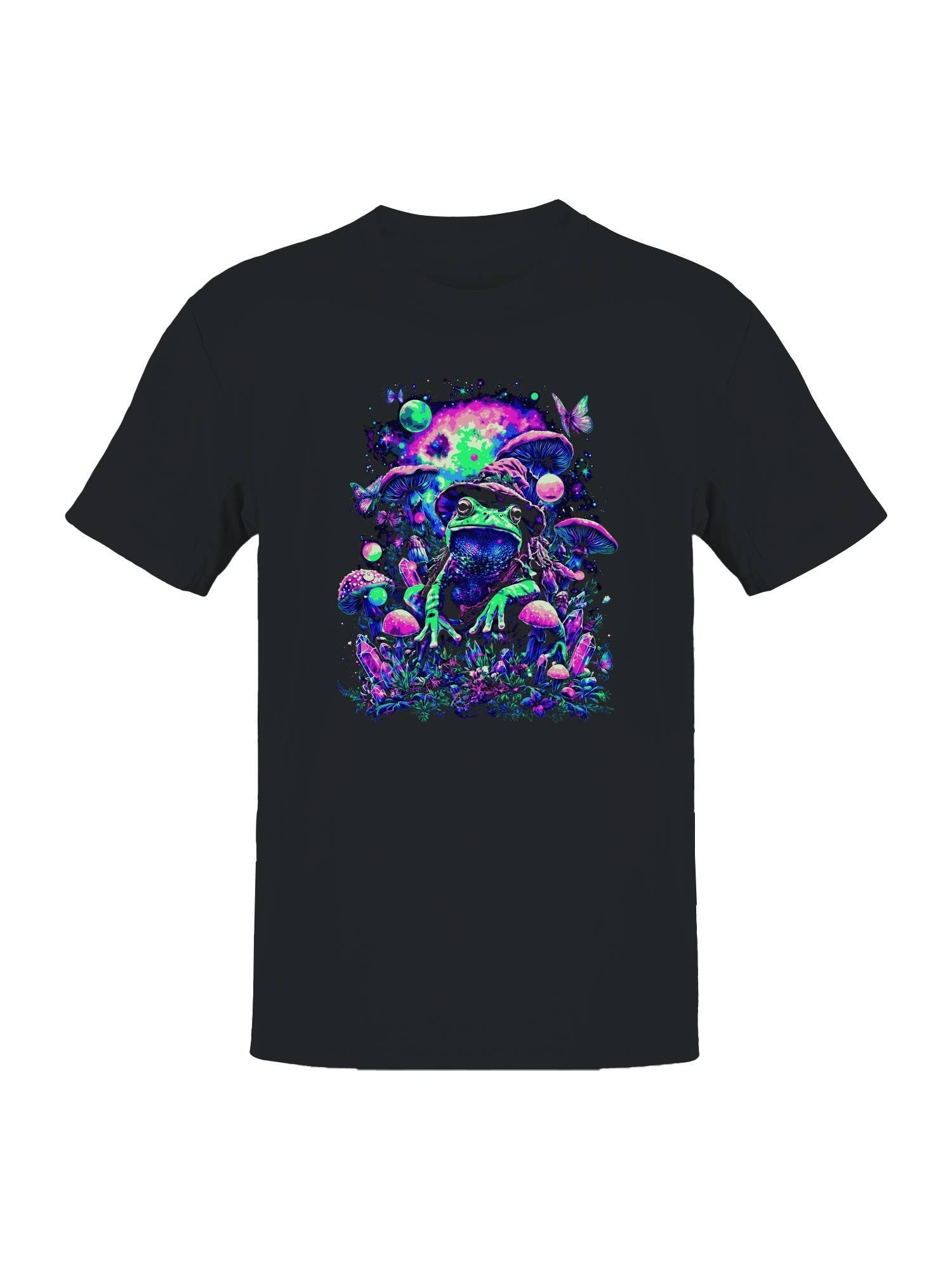 Cosmic Frog and Psychedelic Mushrooms Men's - Adult & Kids T-Shirts, Sweatshirts & Hoodies apparel design preview 1