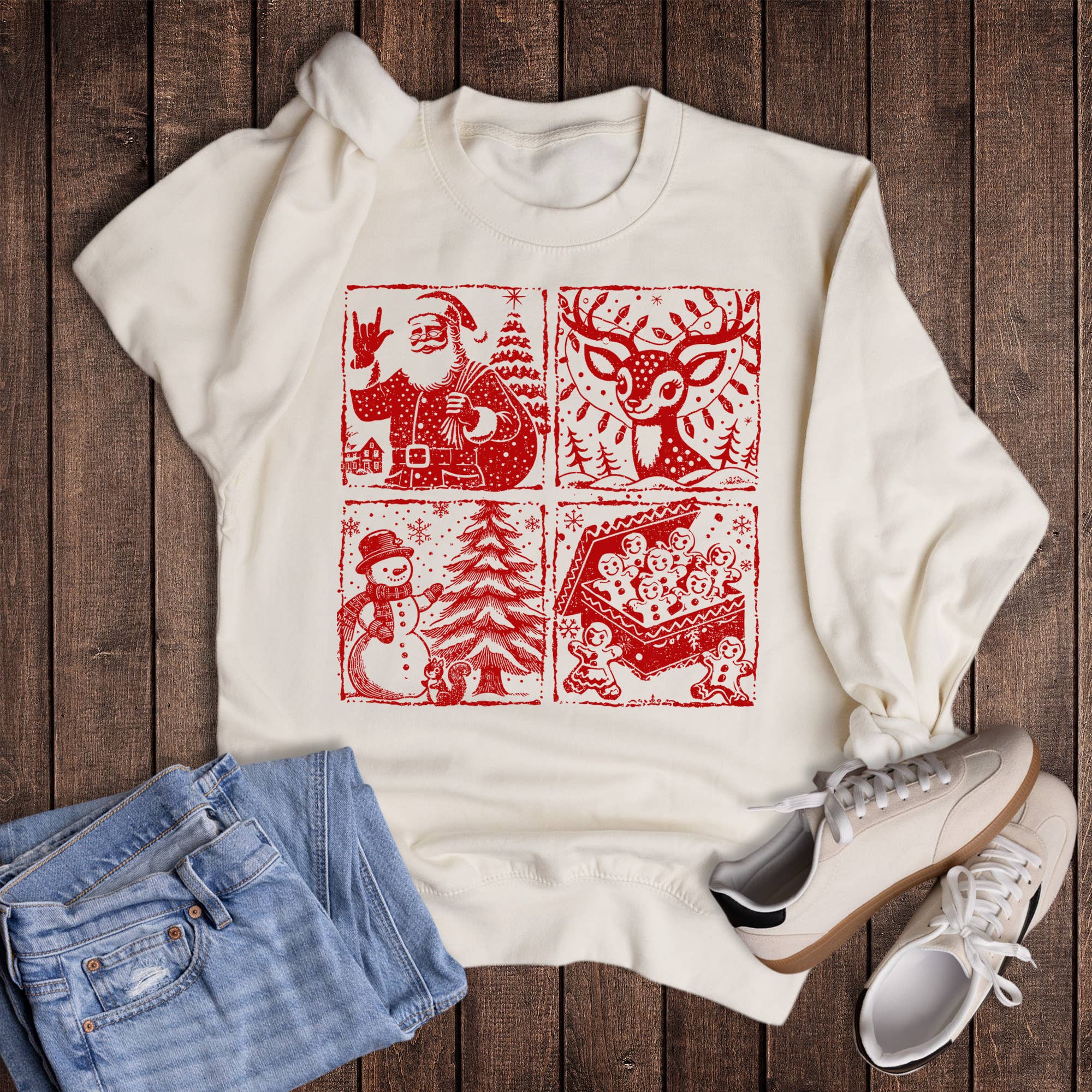 Christmas Retro Squares - Adult & Kids T-Shirts, Sweatshirts & Hoodies apparel design preview 1