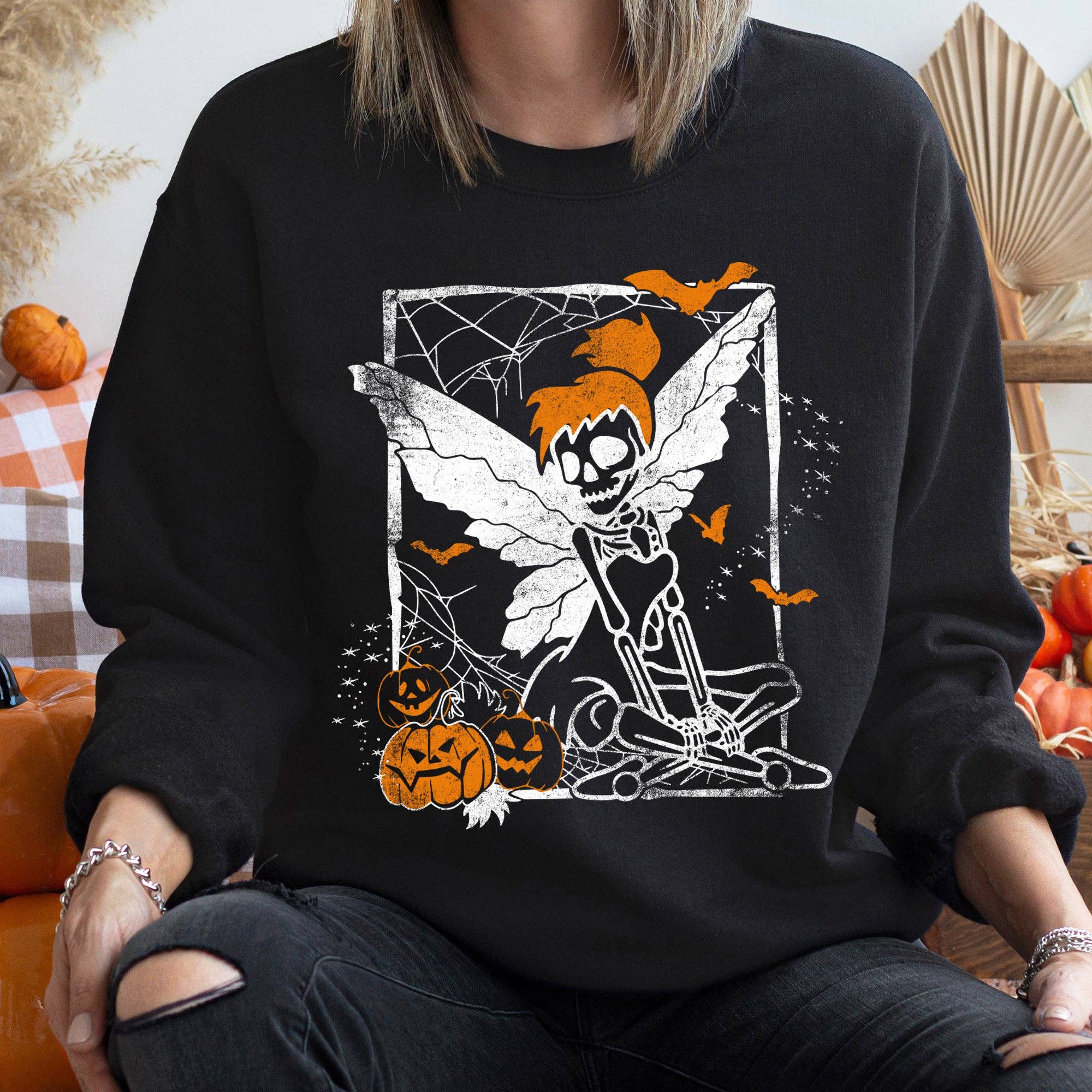 Tinkerbell Skeleton Vintage Halloween - Adult & Kids T-Shirts, Sweatshirts & Hoodies apparel design preview 1