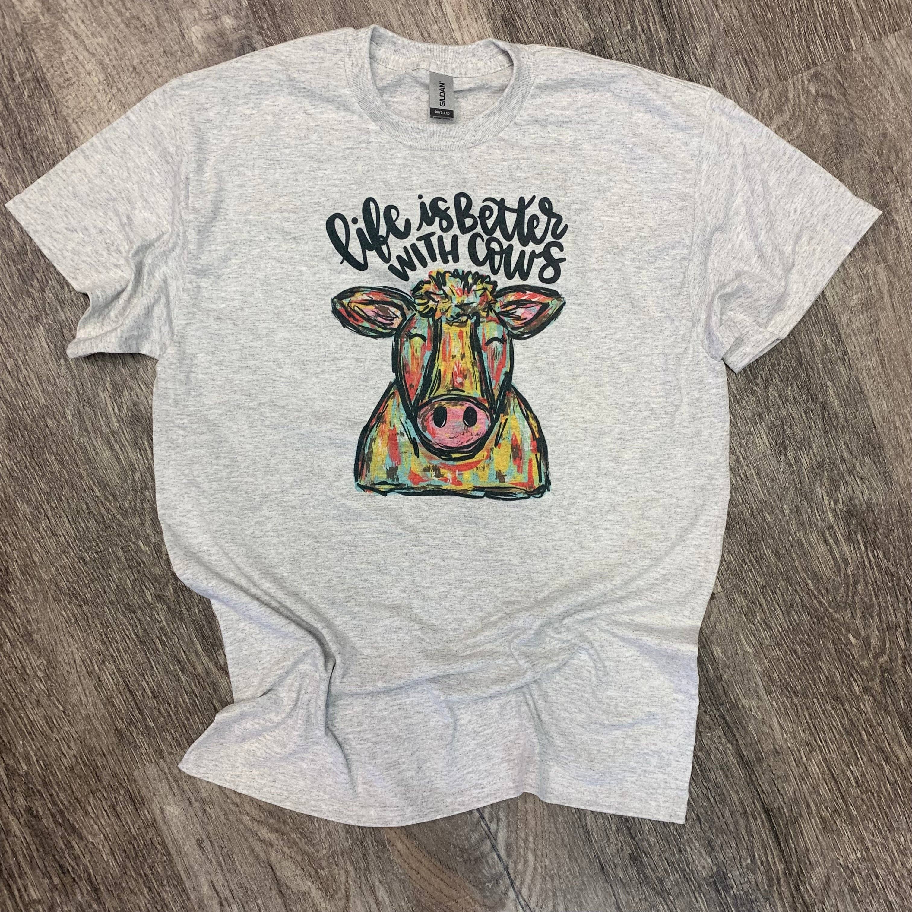 Life Is Better with Cows On Ash Gray - Adult & Kids T-Shirts, Sweatshirts & Hoodies apparel design preview 1