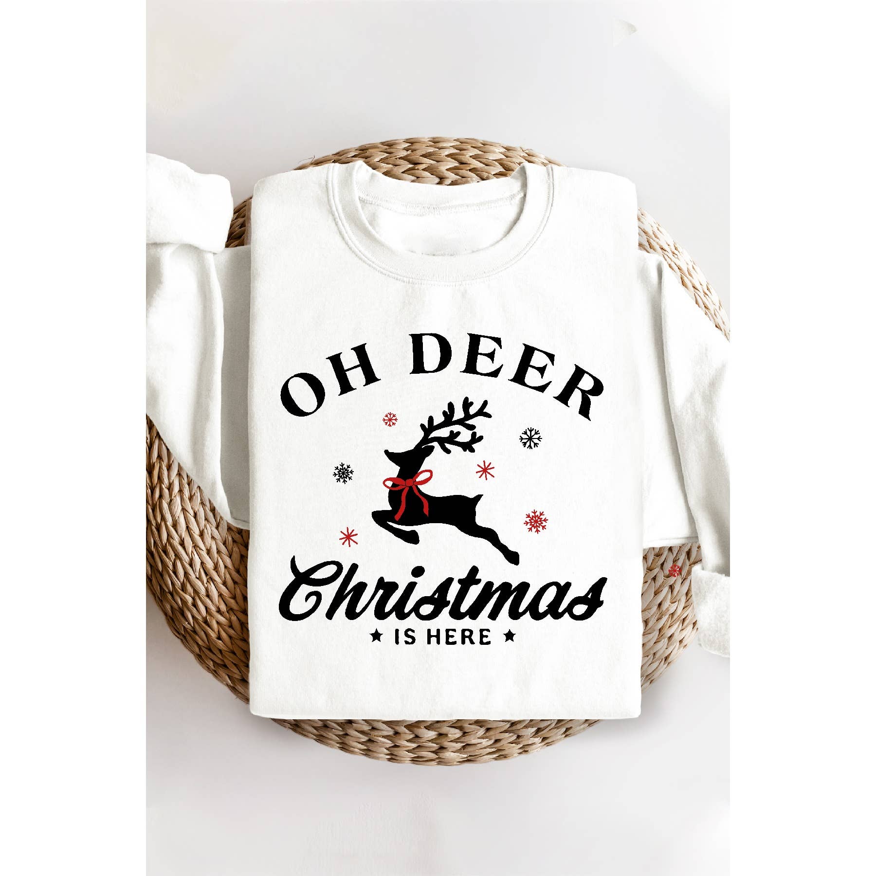 Oh Deer Christmas Is Here Crewneck - Adult & Kids T-Shirts, Sweatshirts & Hoodies apparel design preview 1