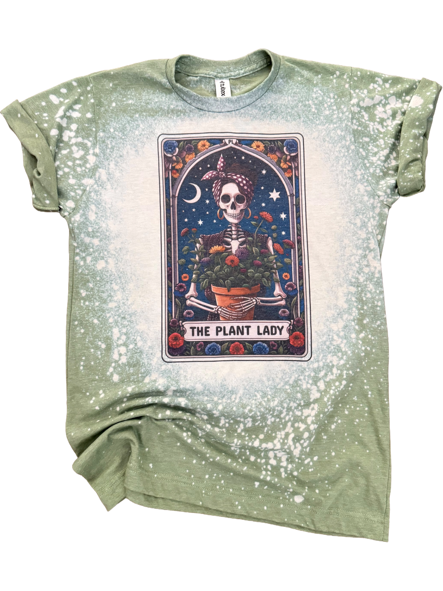 The Plant Lady Skeleton Tarot Card Bleached - Adult & Kids T-Shirts, Sweatshirts & Hoodies apparel design preview 1