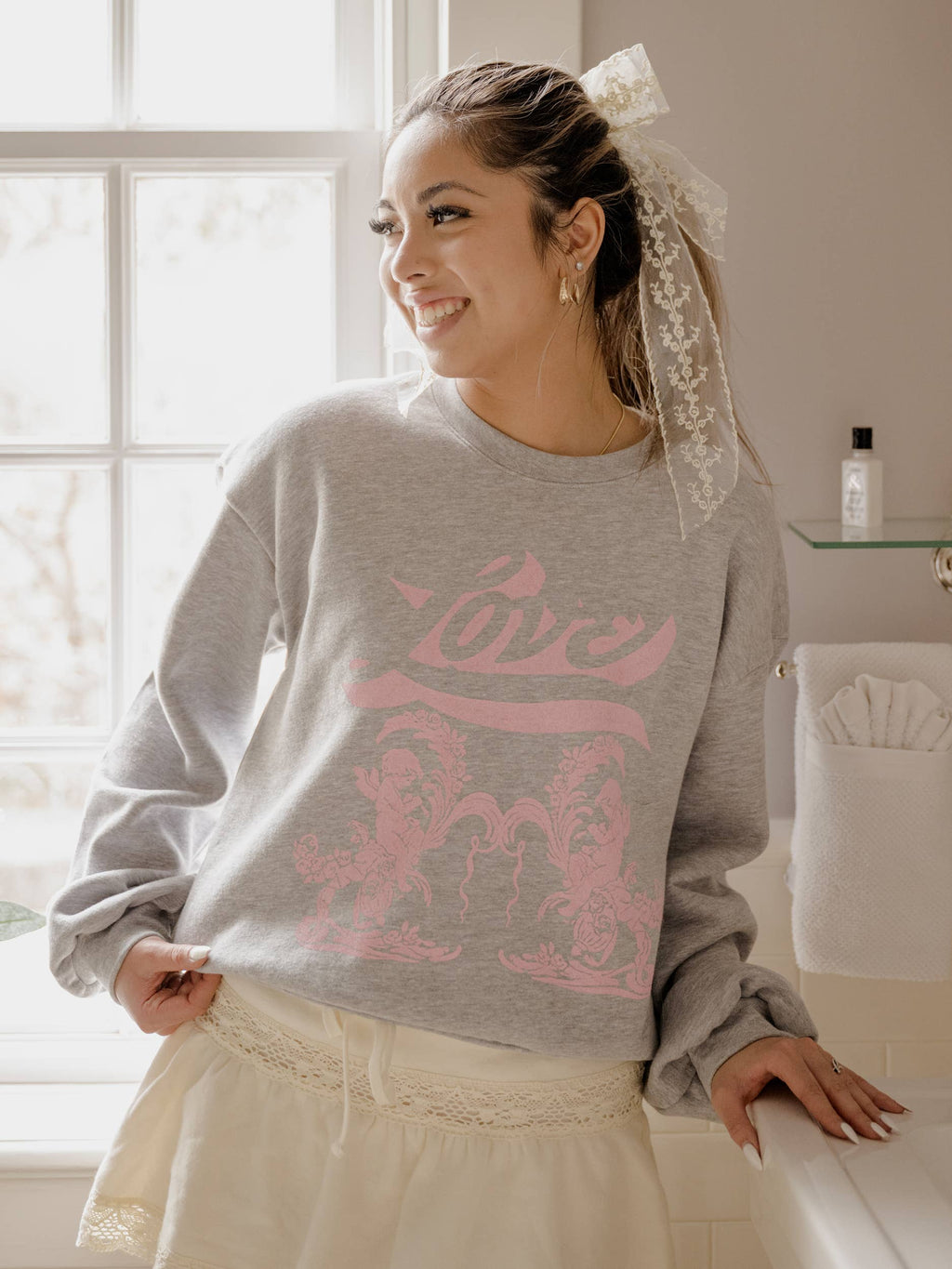 Love Cherub Valentine's Day Gray Fleece Raglan - Adult & Kids T-Shirts, Sweatshirts & Hoodies apparel design preview 1