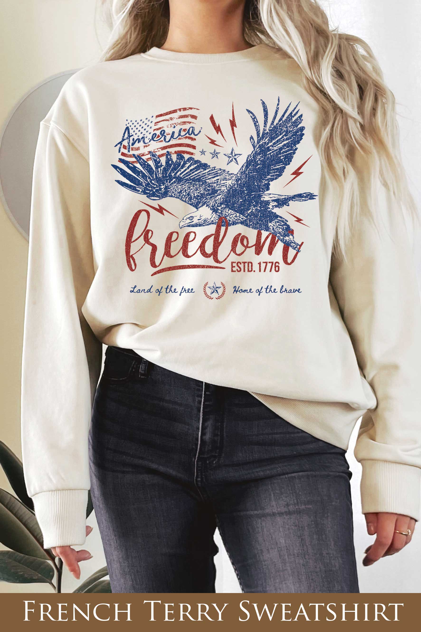 America Land of the Free Eagle Graphic Terry - Adult & Kids T-Shirts, Sweatshirts & Hoodies apparel design preview 1