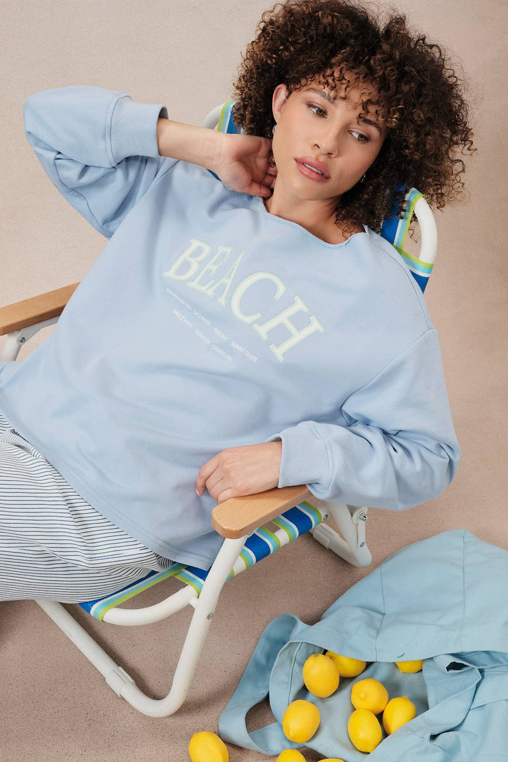 Slouchy Neck "Beach" Graphic Embroidery - Adult & Kids T-Shirts, Sweatshirts & Hoodies apparel design preview 1
