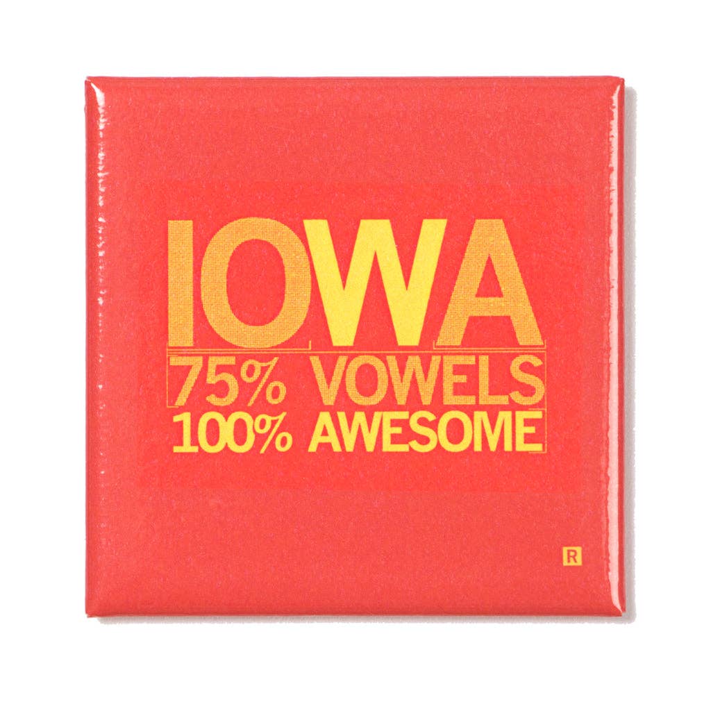 Iowa Vowels Metal Magnet Red - Adult & Kids T-Shirts, Sweatshirts & Hoodies apparel design preview 1