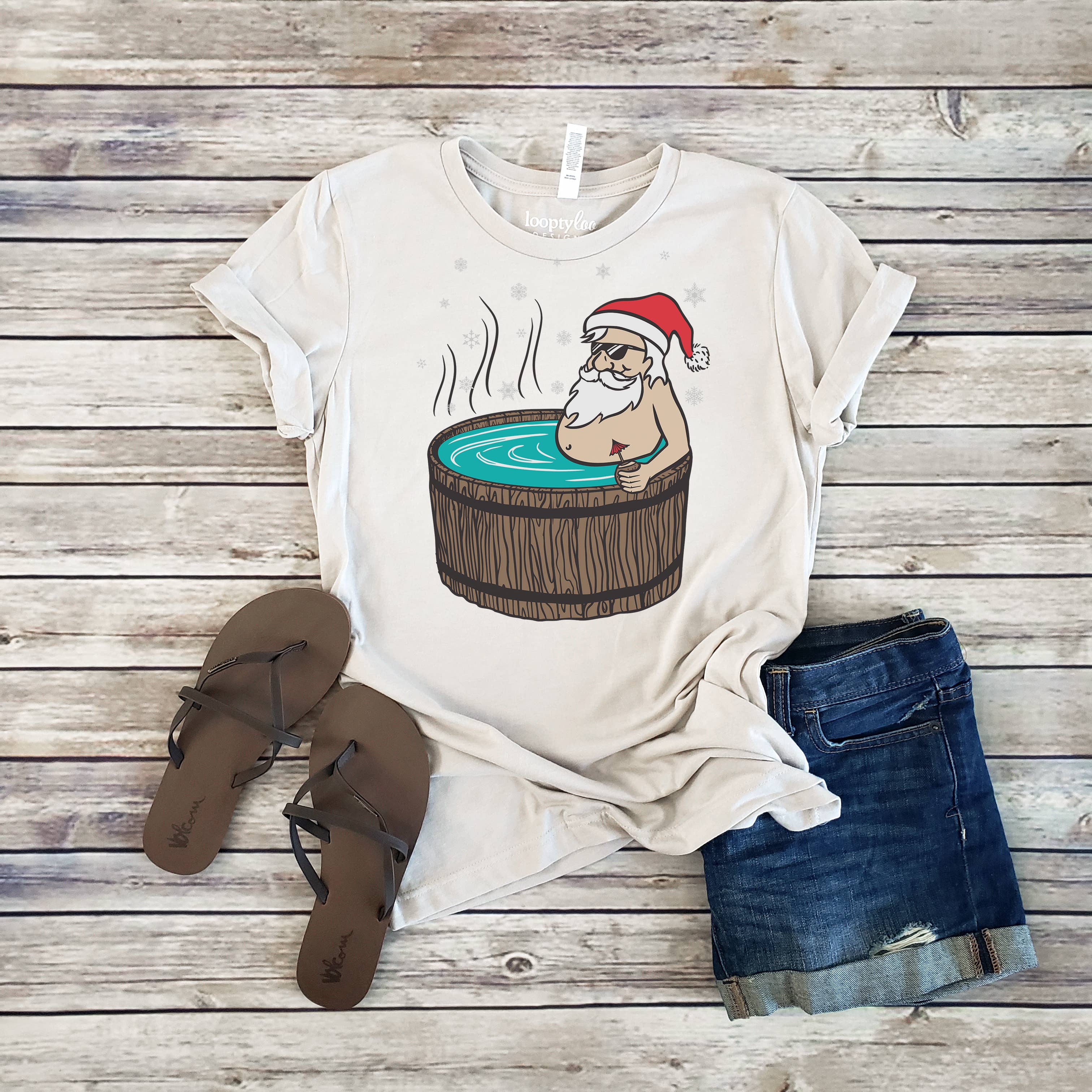 Hot Tub Santa Christmas Sizes XS-2XL - Adult & Kids T-Shirts, Sweatshirts & Hoodies apparel design preview 1