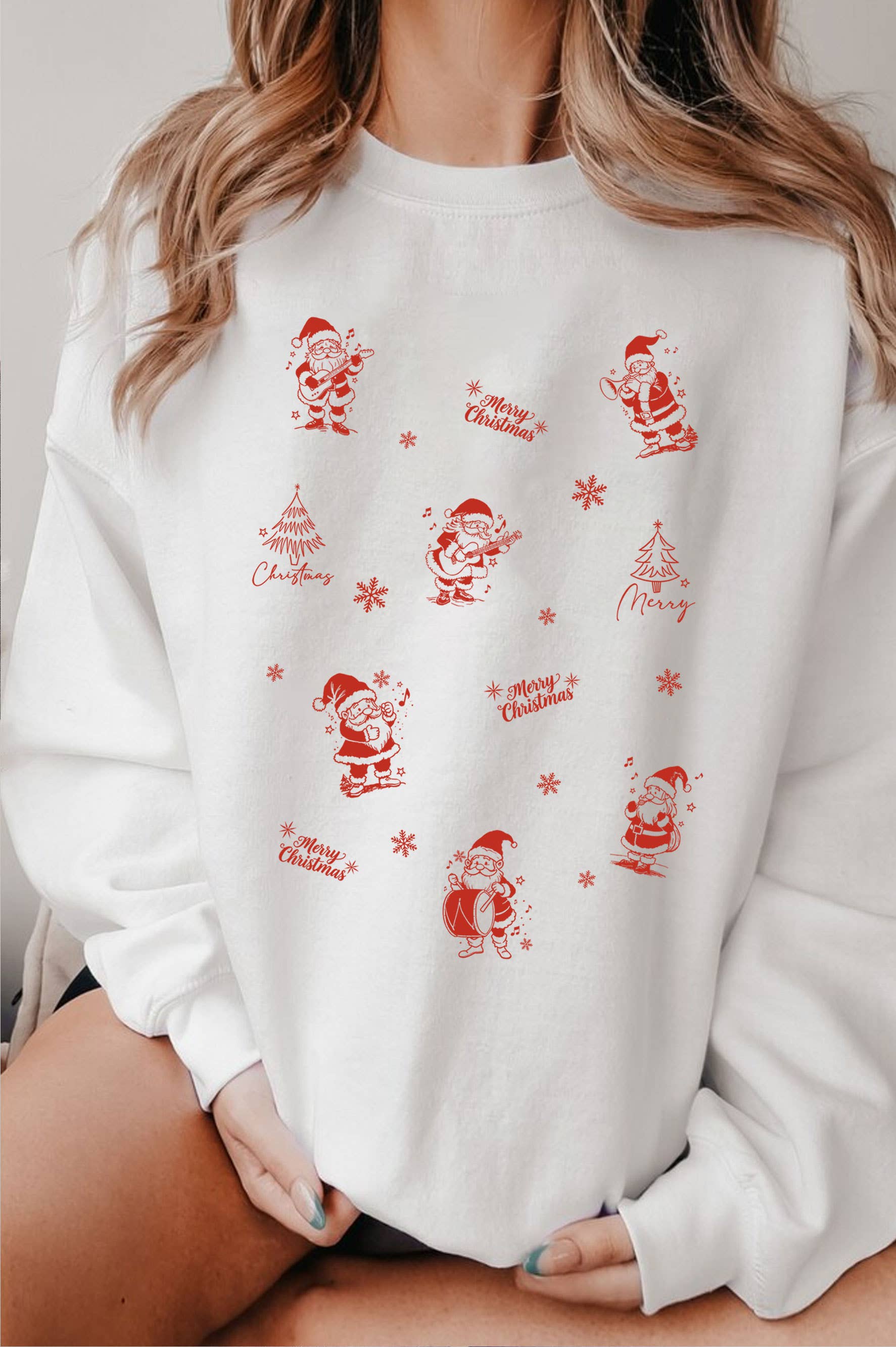 Santa Claus Christmas Music Puff Graphic Brushed - Adult & Kids T-Shirts, Sweatshirts & Hoodies apparel design preview 1