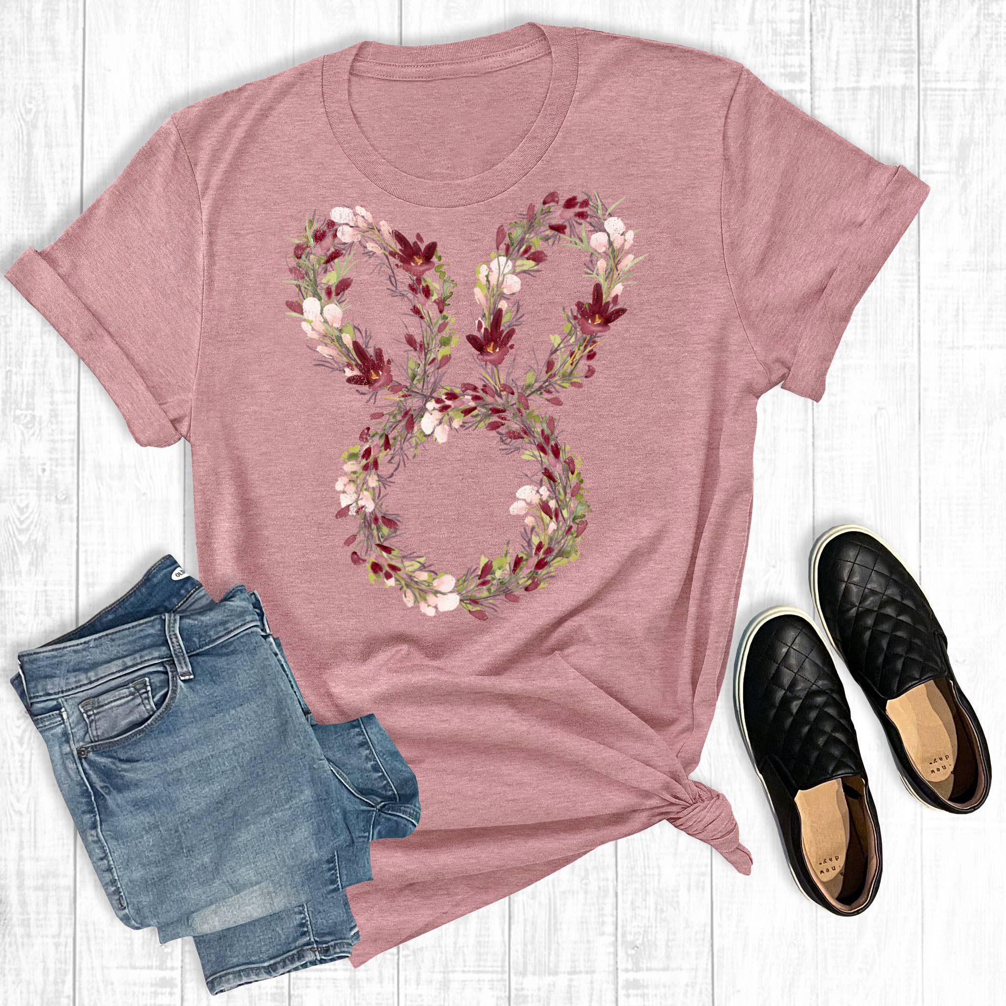 Floral Bunny Head - Adult & Kids T-Shirts, Sweatshirts & Hoodies apparel design preview 1