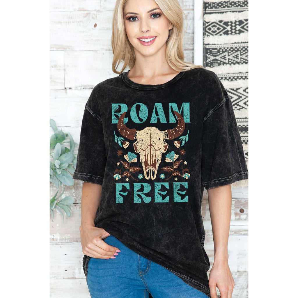 Roam Free Unisex Oversized Mineral Wash - Adult & Kids T-Shirts, Sweatshirts & Hoodies apparel design preview 1
