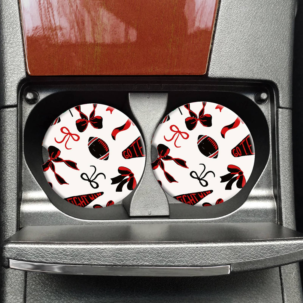 Black Red Football Coquette Car Coasters, Coaster - Adult & Kids T-Shirts, Sweatshirts & Hoodies apparel design preview 1