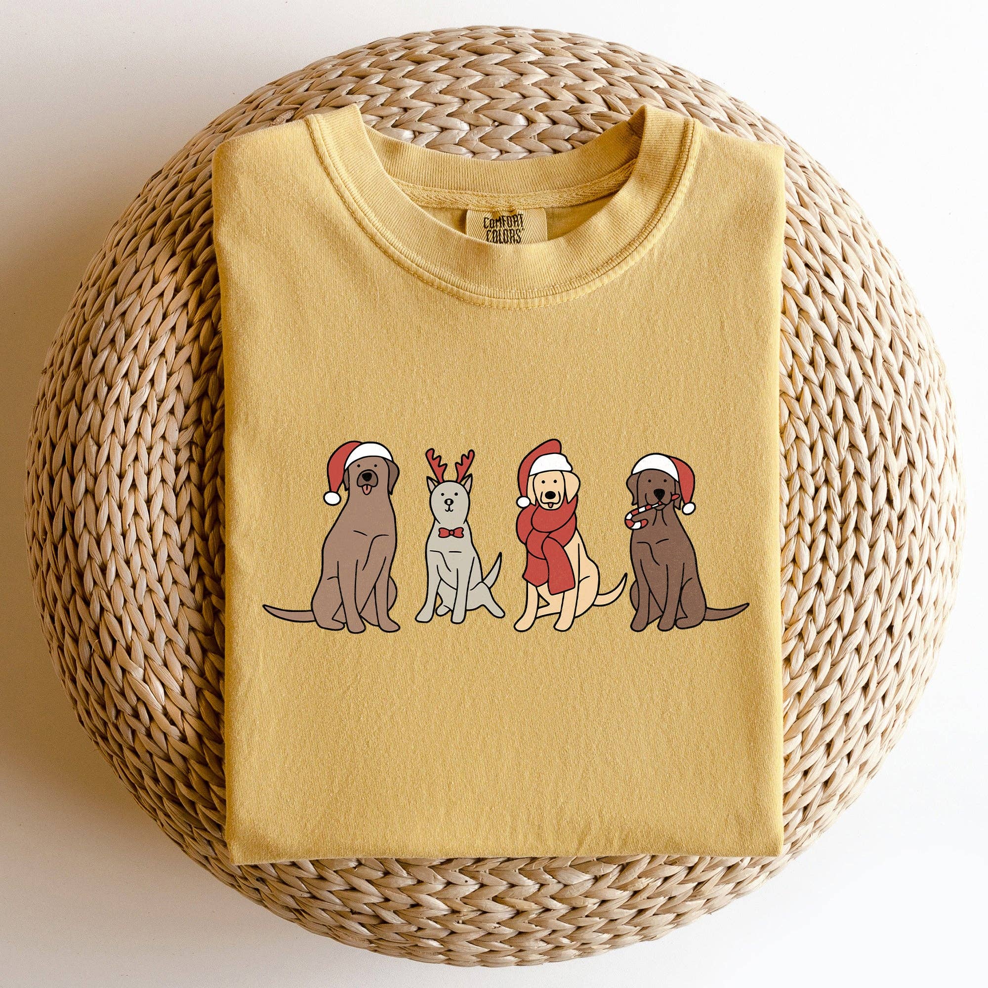 Adorable Christmas Dogs, Reindeer, Santa, Retro, Xmas - Adult & Kids T-Shirts, Sweatshirts & Hoodies apparel design preview 1